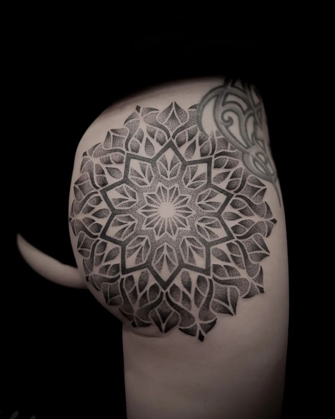 Dotwork Mandala Tattoo by Alex Arnautov at Black Gold Tattoo Co in Edmonton Alberta Canada
