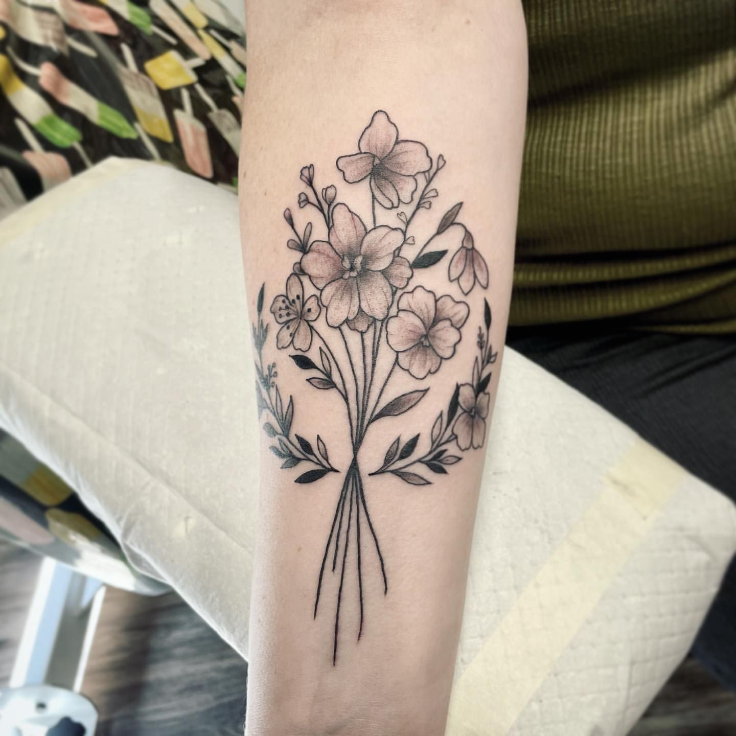 Floral Tattoo by Jess Alther at Black Gold Tattoo Co in Edmonton Alberta Canada