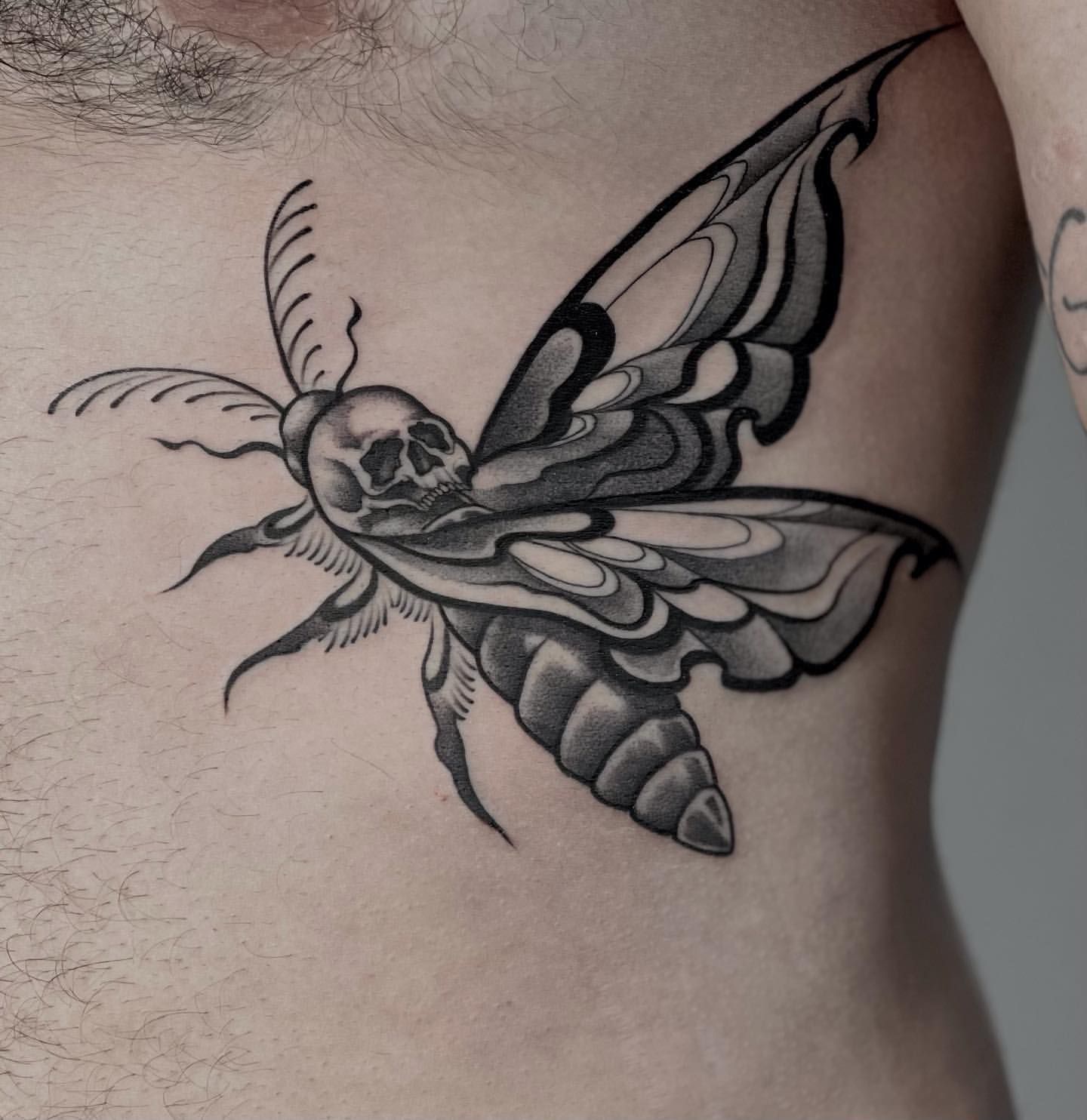 Death Moth Tattoo by Liza Kruk at Silver Ghost Tattoo in Edmonton Alberta Canada