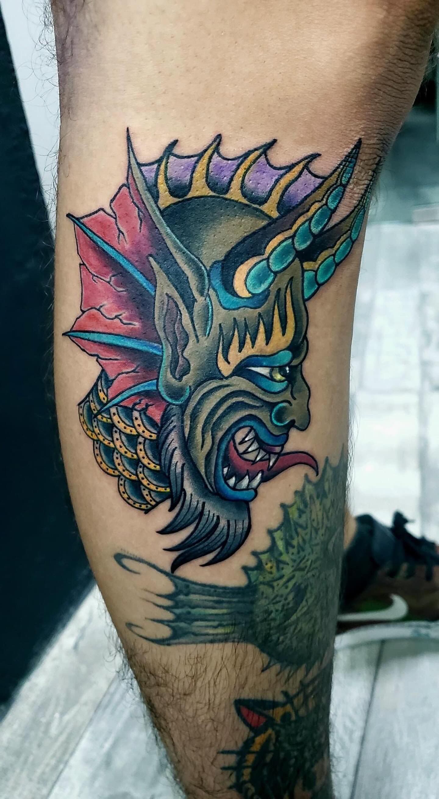 Demon Tattoo by Sly at Silver Ghost Tattoo in Edmonton Alberta Canada