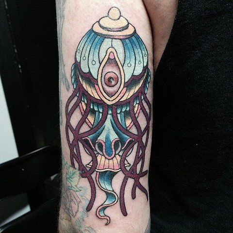 Jellyfish Tattoo by Trevor Pelletier at Black Gold Tattoo Co in Edmonton Alberta Canada