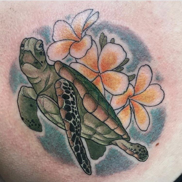 Turtle Tattoo by Trevor Pelletier at Black Gold Tattoo Co in Edmonton Alberta Canada