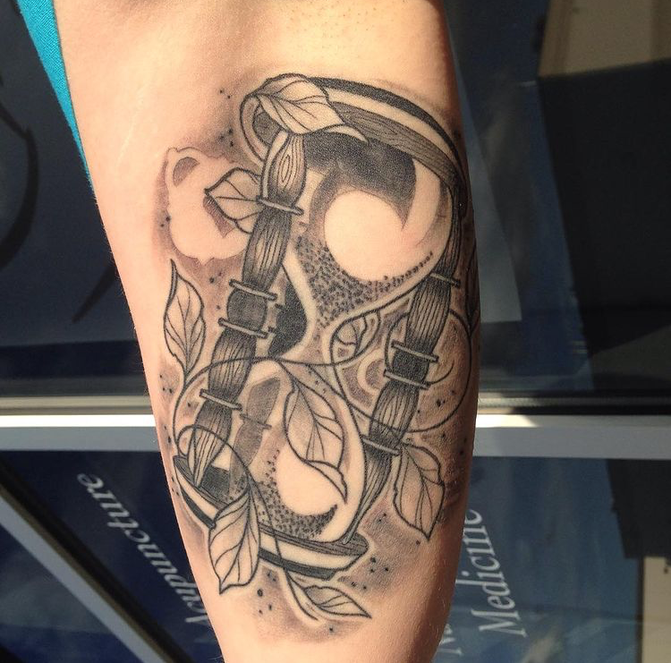 Hourglass Tattoo by Trevor Pelletier at Black Gold Tattoo Co in Edmonton Alberta Canada