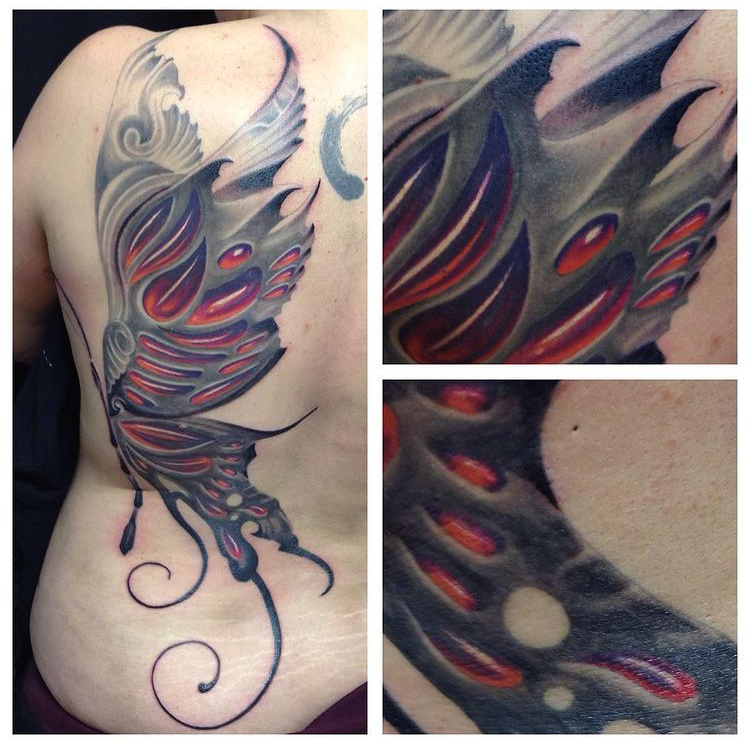 Butterfly Tattoo by Trevor Pelletier at Black Gold Tattoo Co in Edmonton Alberta Canada