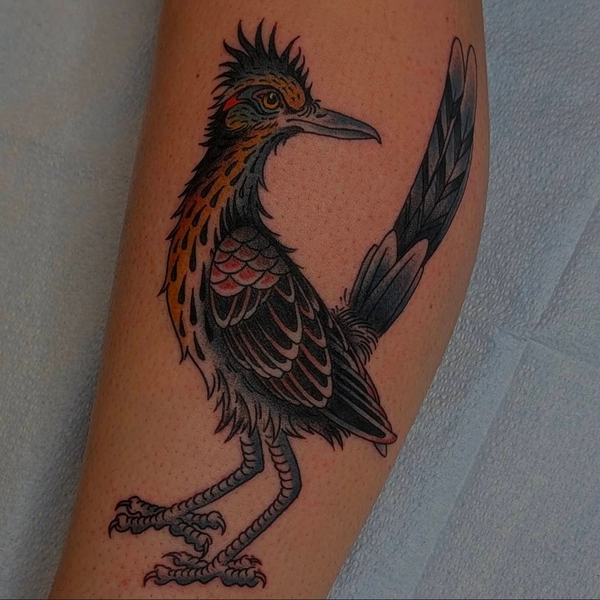 Roadrunner Tattoo by Chris Benson at Silver Ghost Tattoo in Edmonton Alberta Canada