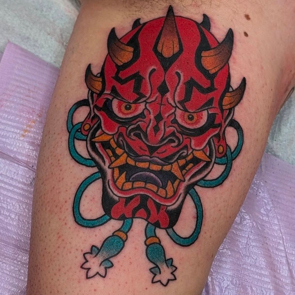 Darth Maul Hannya Tattoo by Chris Benson at Silver Ghost Tattoo in Edmonton Alberta Canada