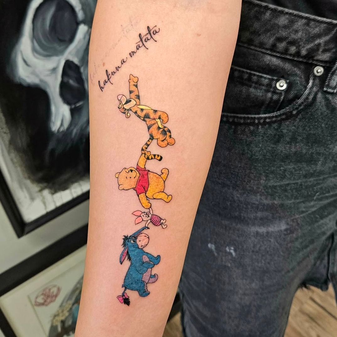 Winnie The Pooh Tattoo by Ian Wang at Black Gold Tattoo Co in Edmonton Alberta Canada