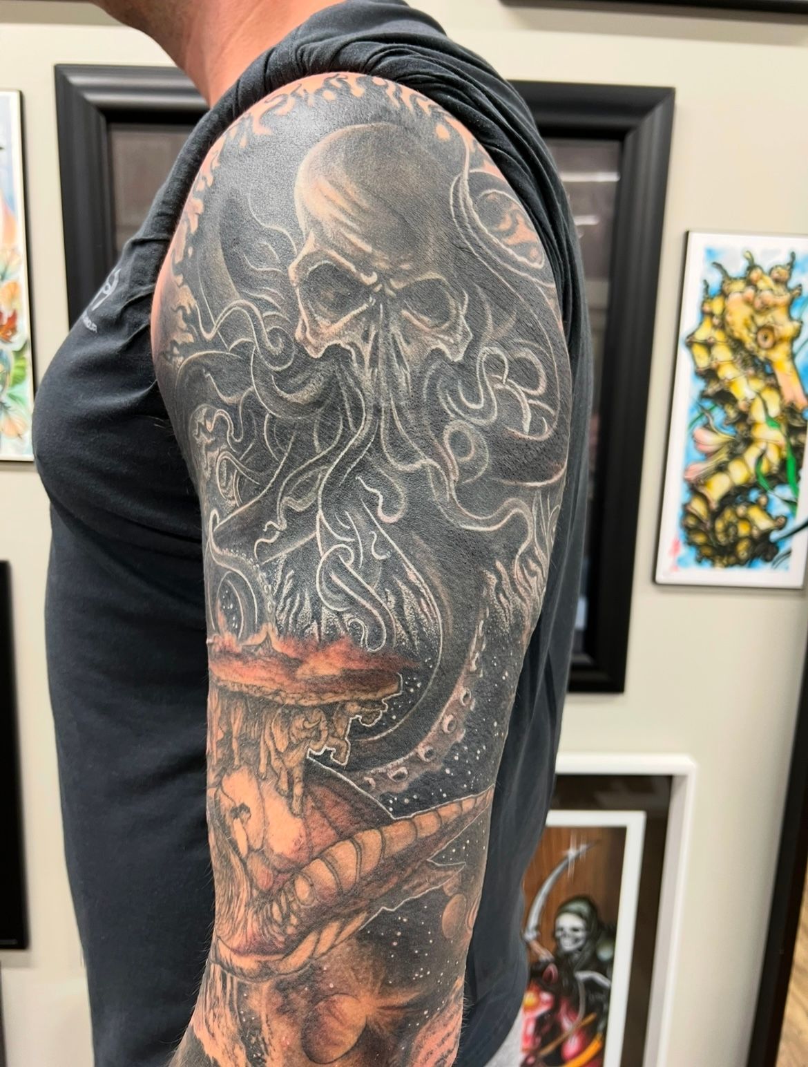 Octopus Tattoo by Kevin Sherritt at Black Gold Tattoo Co in Edmonton Alberta Canada