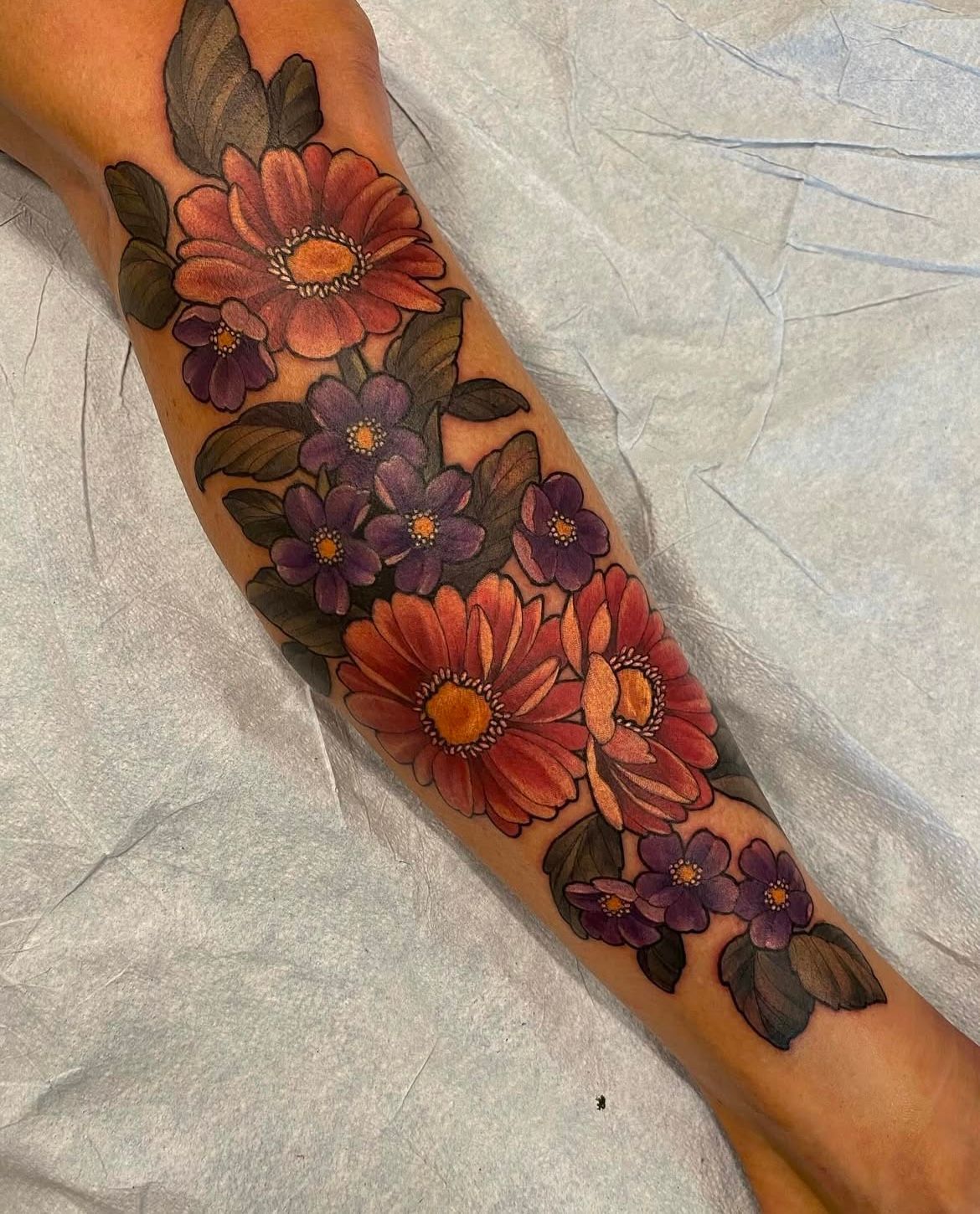 Floral Tattoo by Sasha Day at Crimson Empire Tattoo in Edmonton Alberta Canada