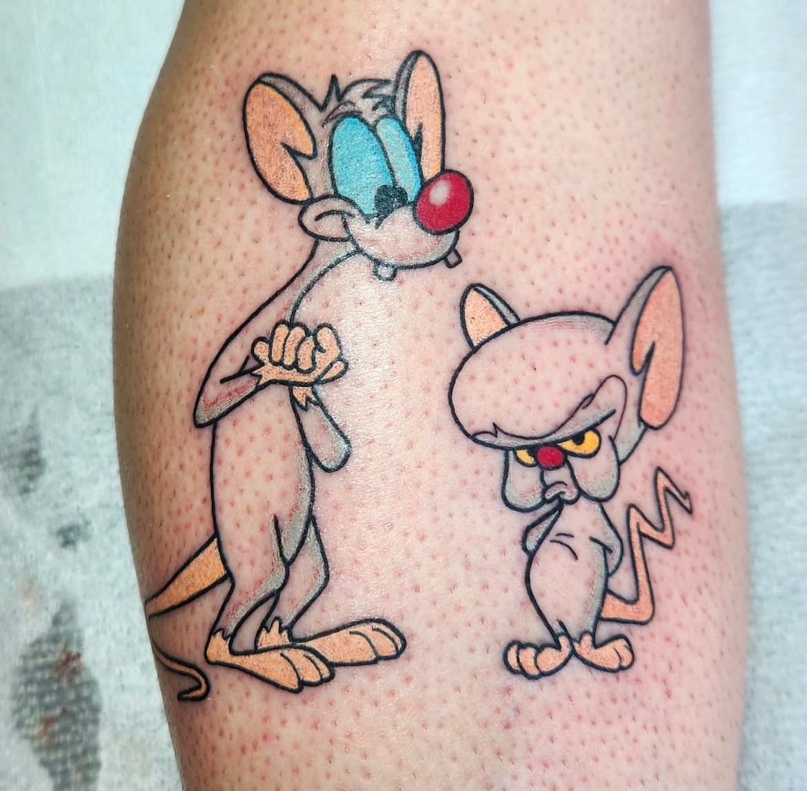 Pinky and the Brain Tattoo by Sheila Anderson at Crimson Empire Tattoo in Edmonton Alberta Canada