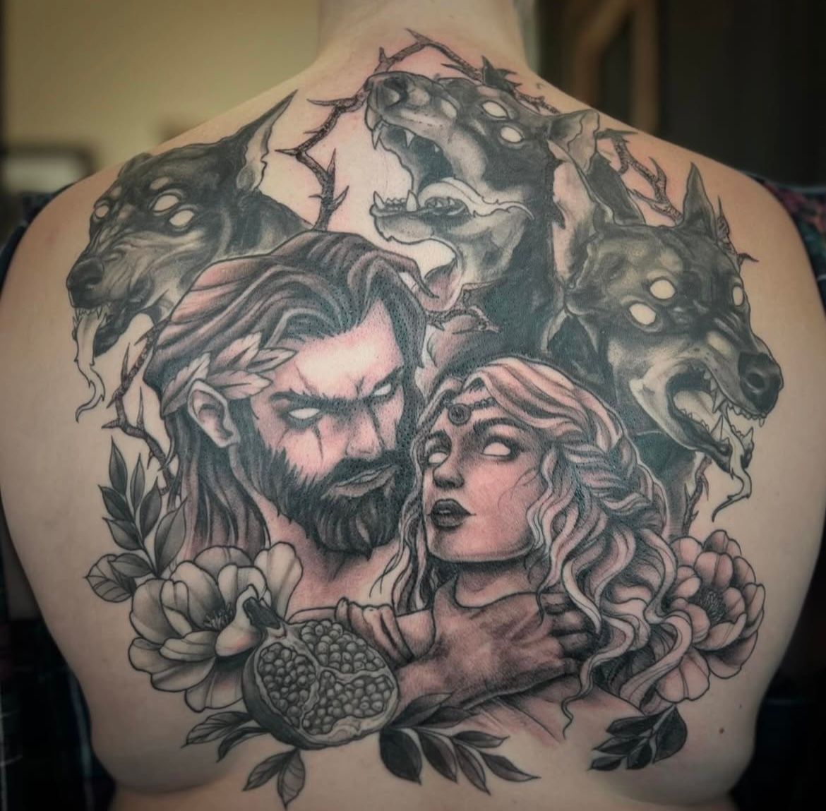 Hades and Persephone Tattoo by Vanessa Spezowka at Crimson Empire Tattoo in Edmonton Alberta Canada