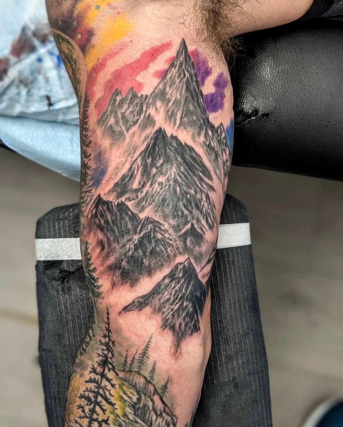 Mountain Tattoo by Toby Shipman at Silver Ghost Tattoo in Edmonton Alberta Canada