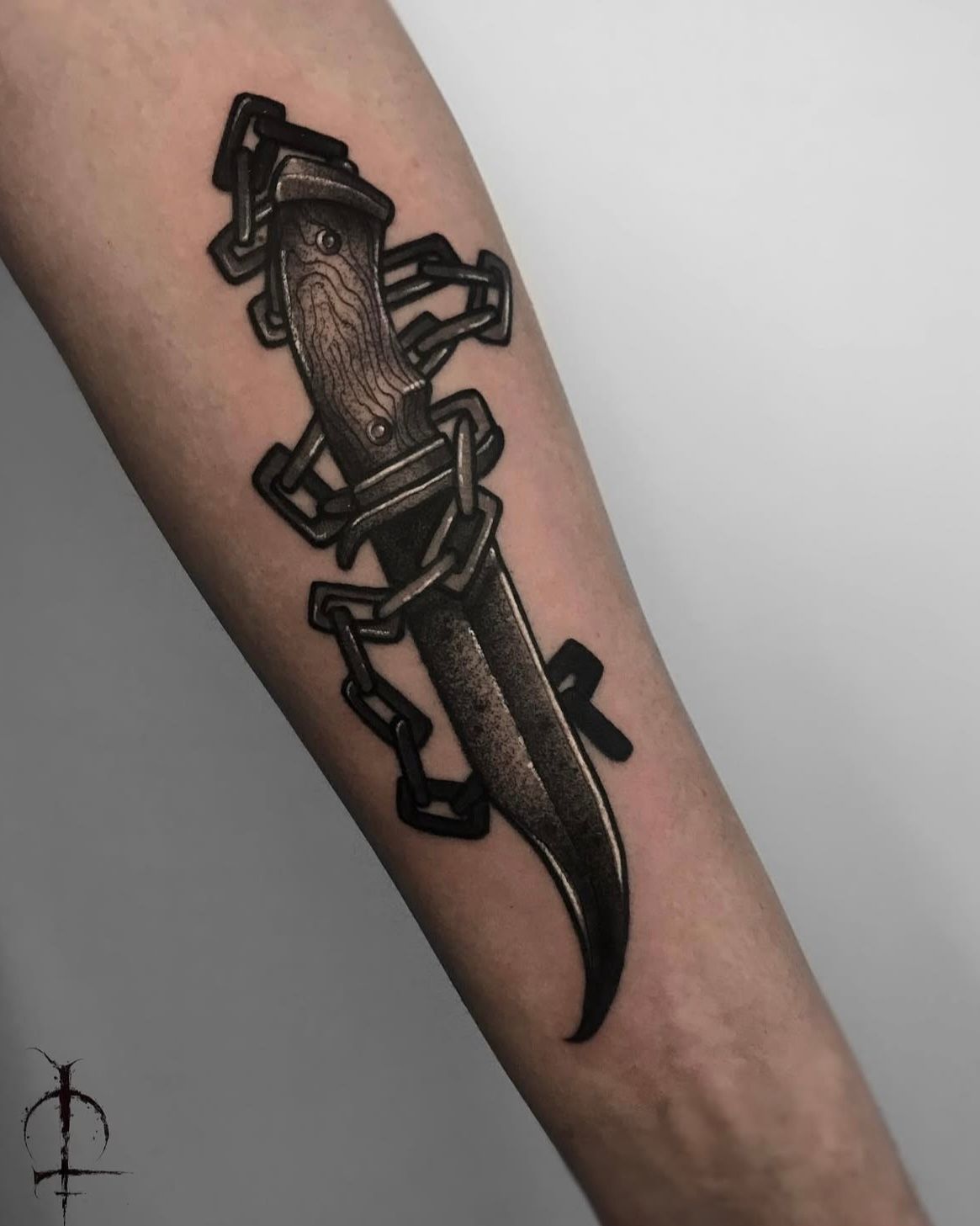 Dagger Tattoo by Val at Silver Ghost Tattoo in Edmonton Alberta Canada