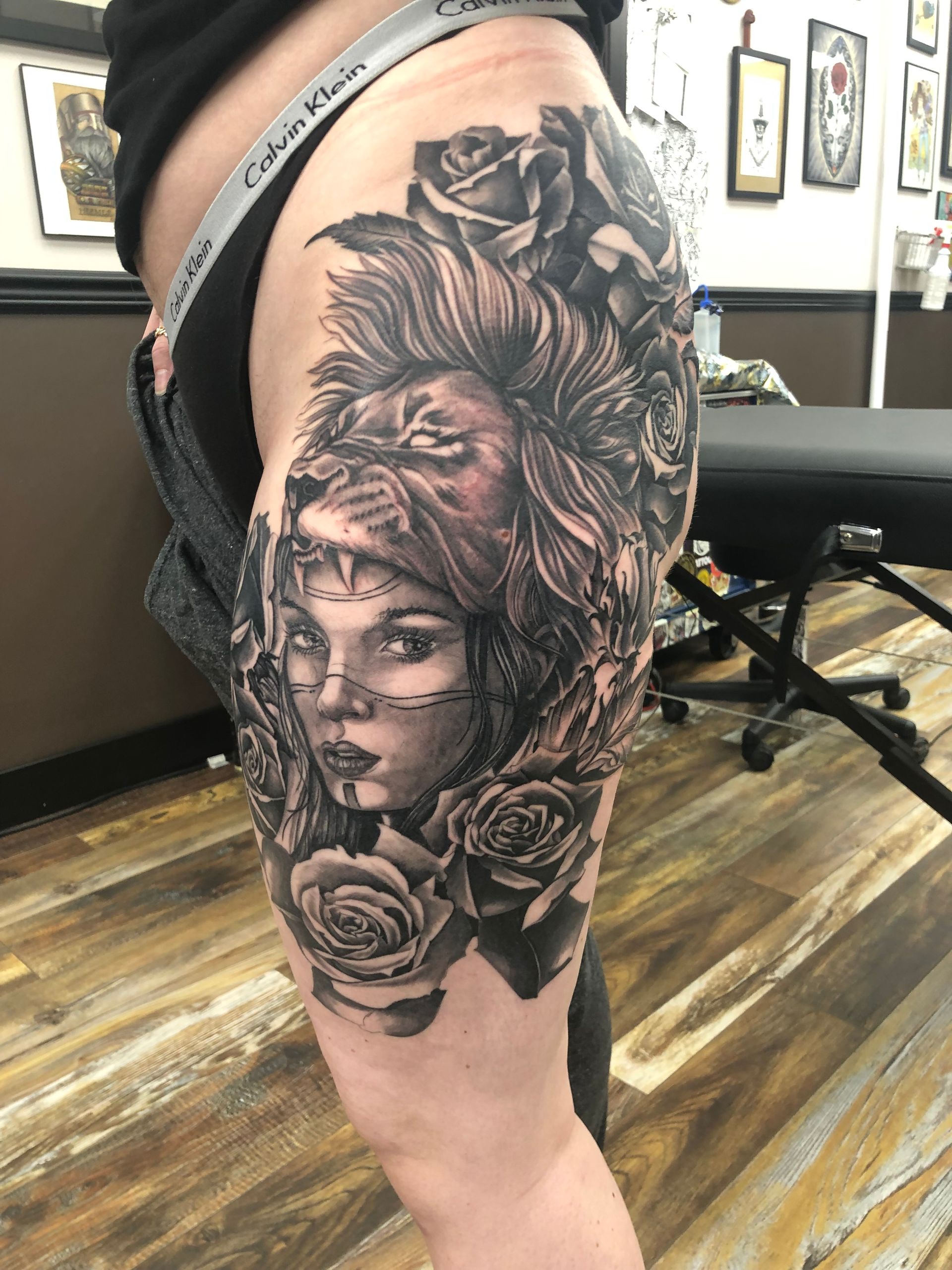 Huntress Tattoo by Brain Dangerfield at Black Gold Tattoo Co in Edmonton Alberta Canada
