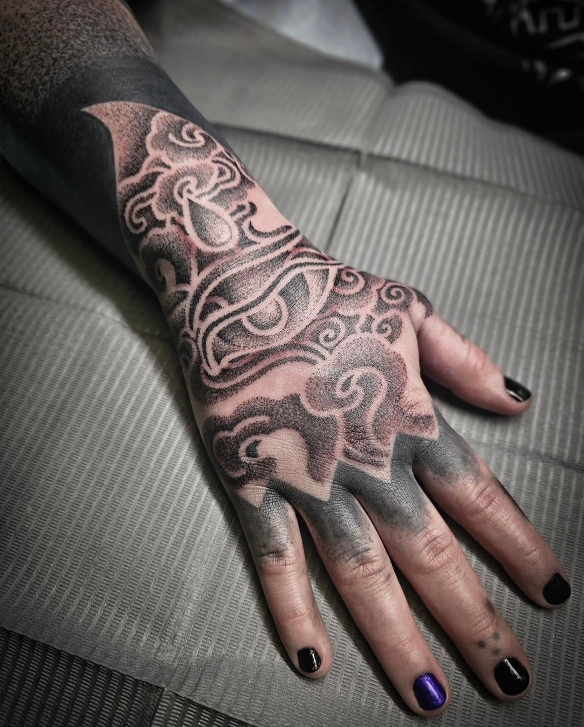 Tibetan Dotwork Tattoo by Alex Arnautov at Black Gold Tattoo Co in Edmonton Alberta Canada