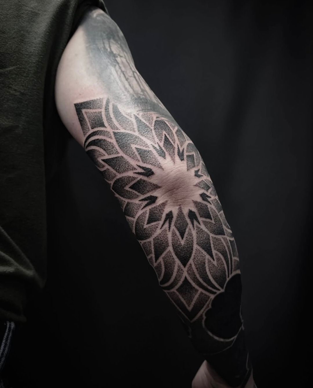 Dotwork Mandala Tattoo by Alex Arnautov at Black Gold Tattoo Co in Edmonton Alberta Canada