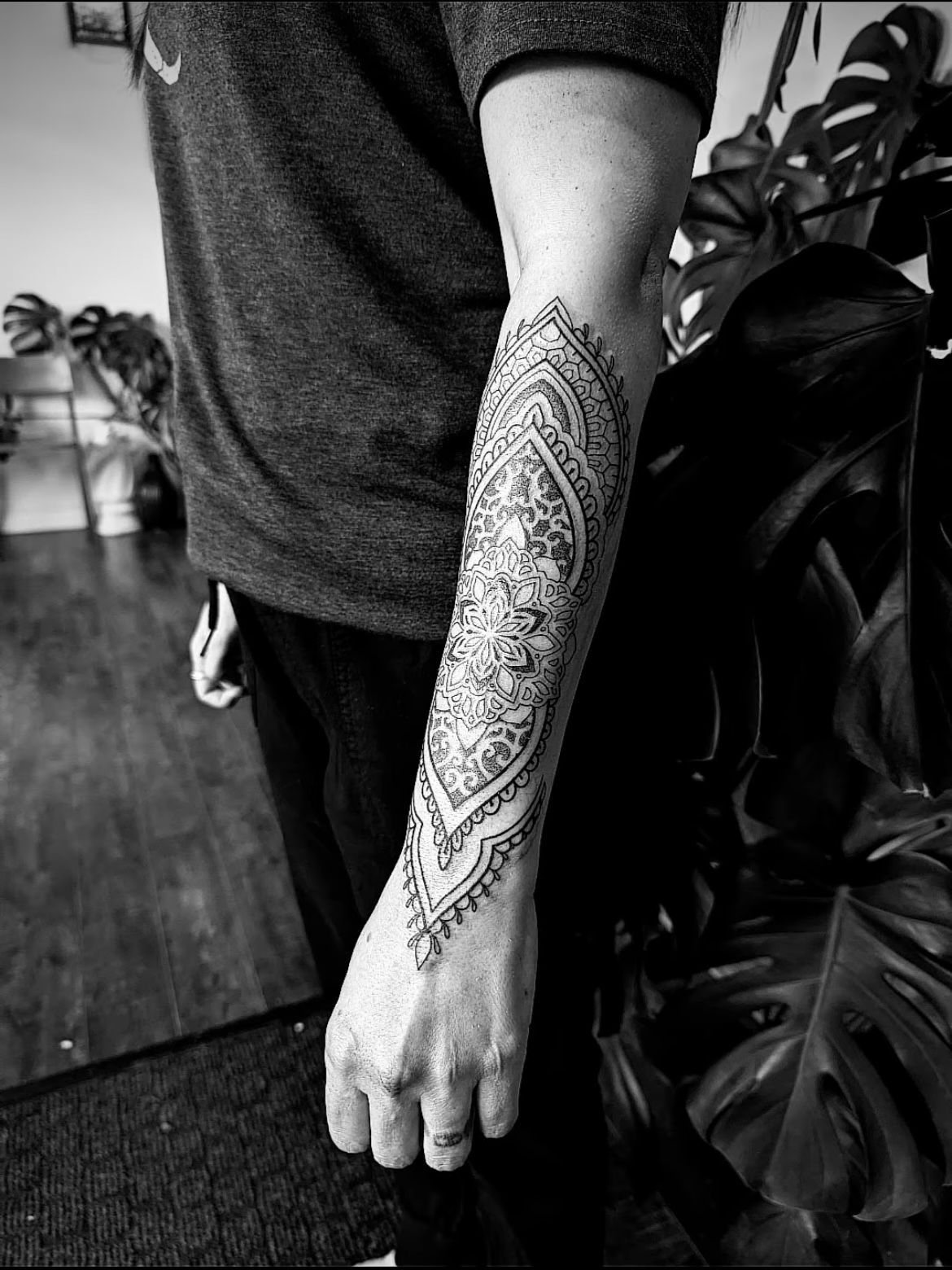 Ornamental Mandala Tattoo by Amber Strange at Silver Ghost Tattoo in Edmonton Alberta Canada