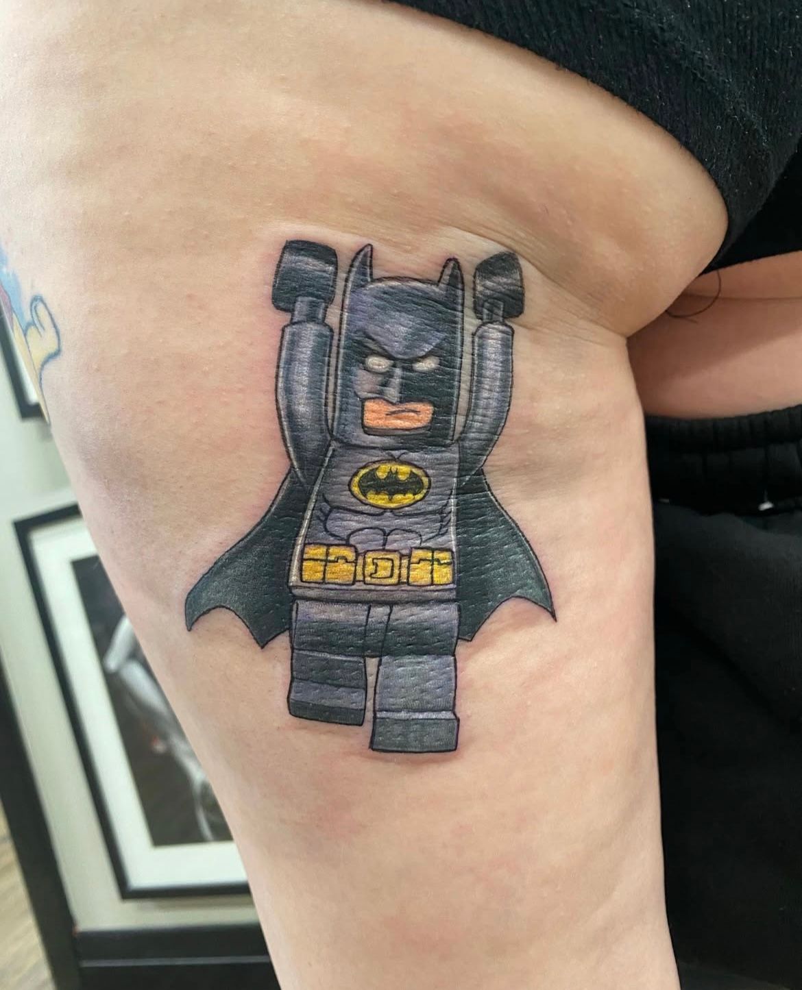 Lego Batman Tattoo by Chris Labrenz at Black Gold Tattoo Co in Edmonton Alberta Canada