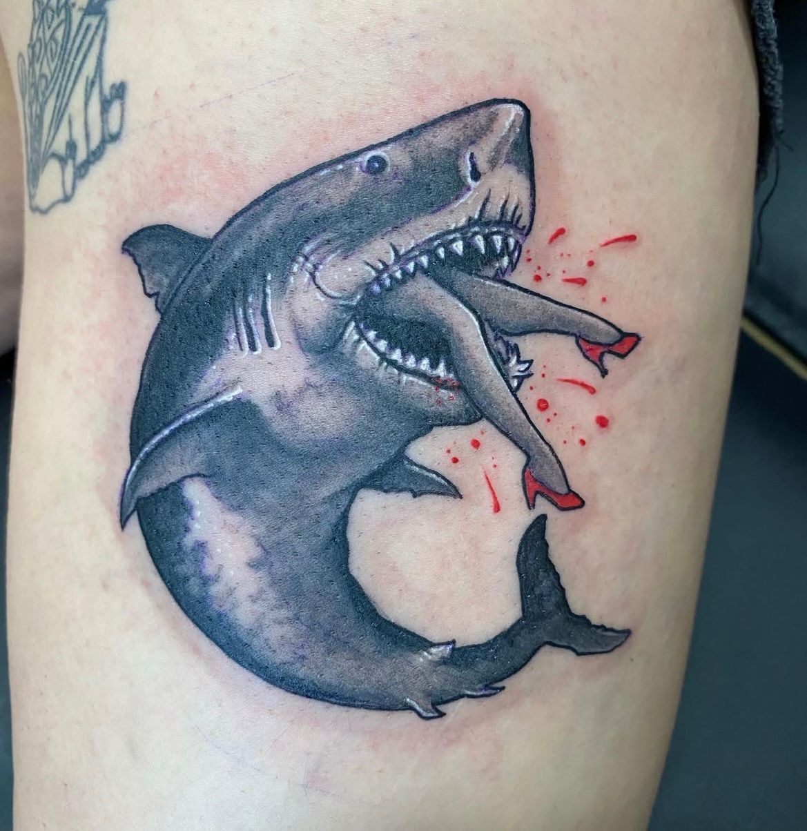 Shark Tattoo by Chris Labrenz at Black Gold Tattoo Co in Edmonton Alberta Canada