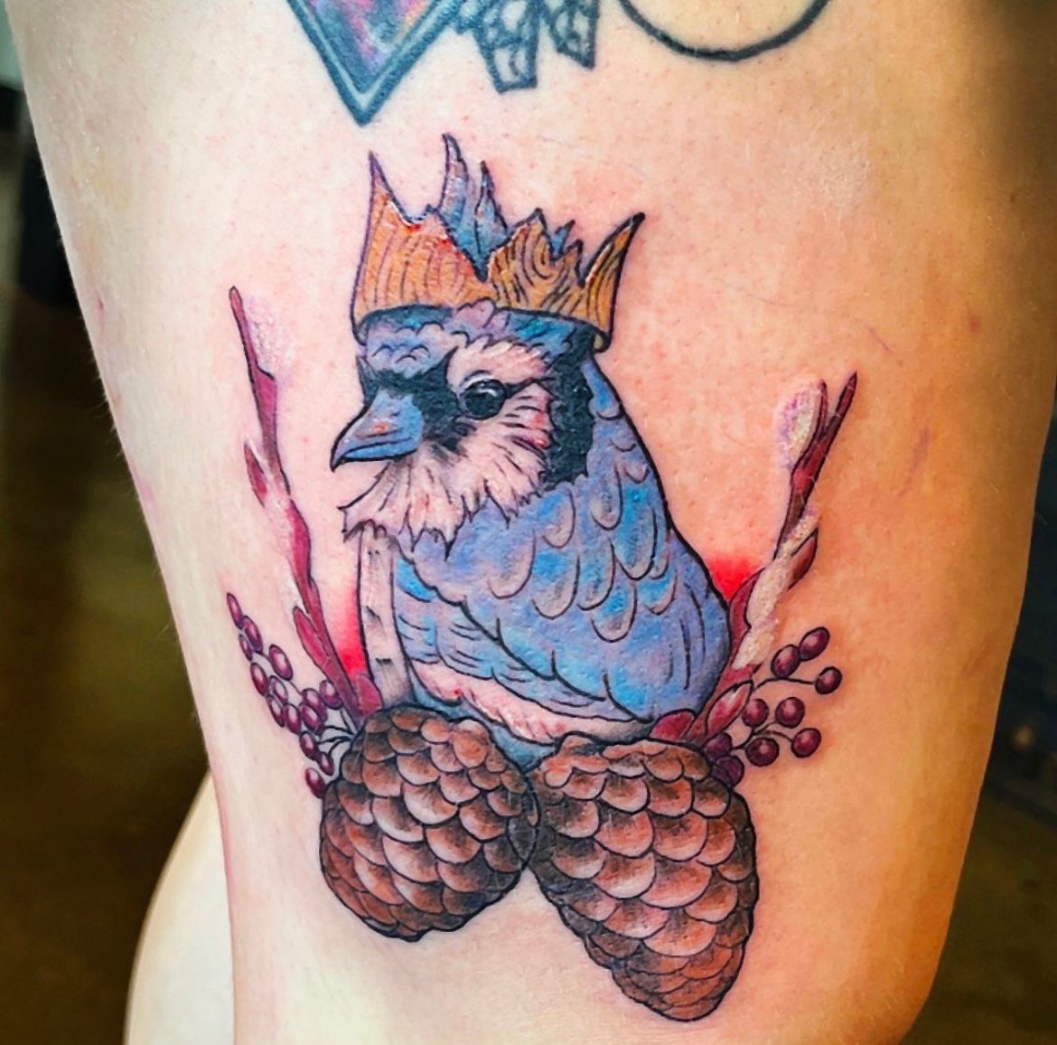 Bluiejay Tattoo by Tony Honning at Silver Ghost Tattoo in Edmonton Alberta Canada