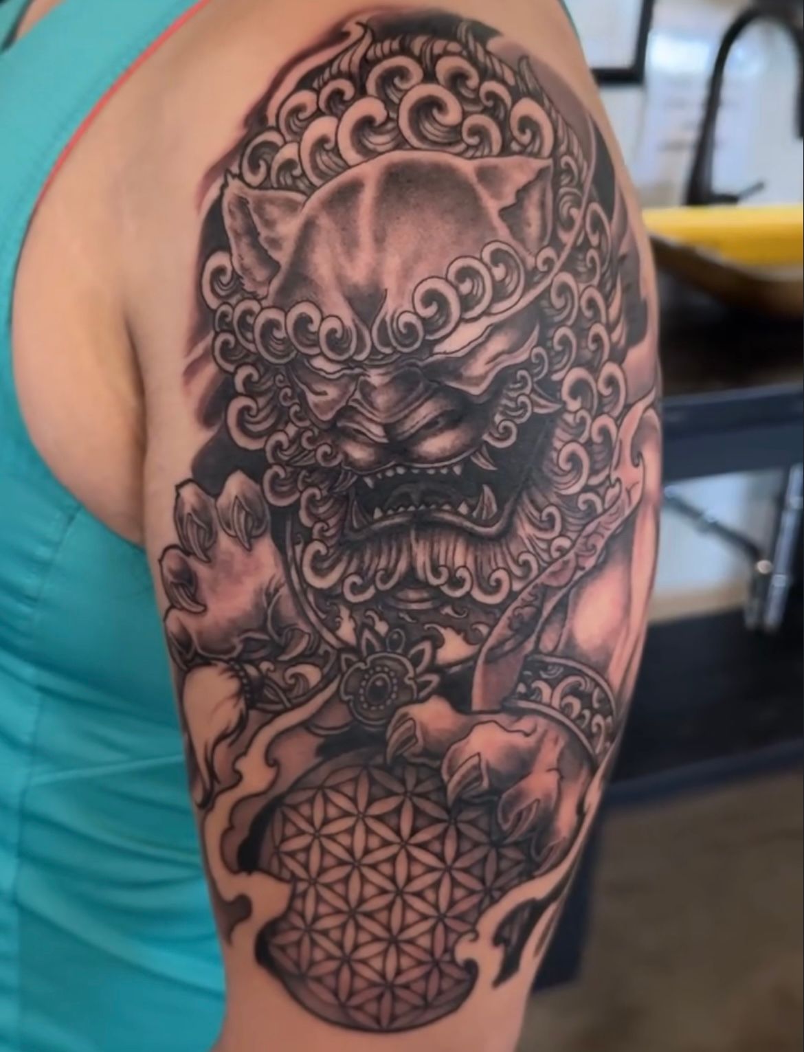 Fudog Tattoo by Vinny Nguyen at Crimson Empire Tattoo in Edmonton Alberta Canada