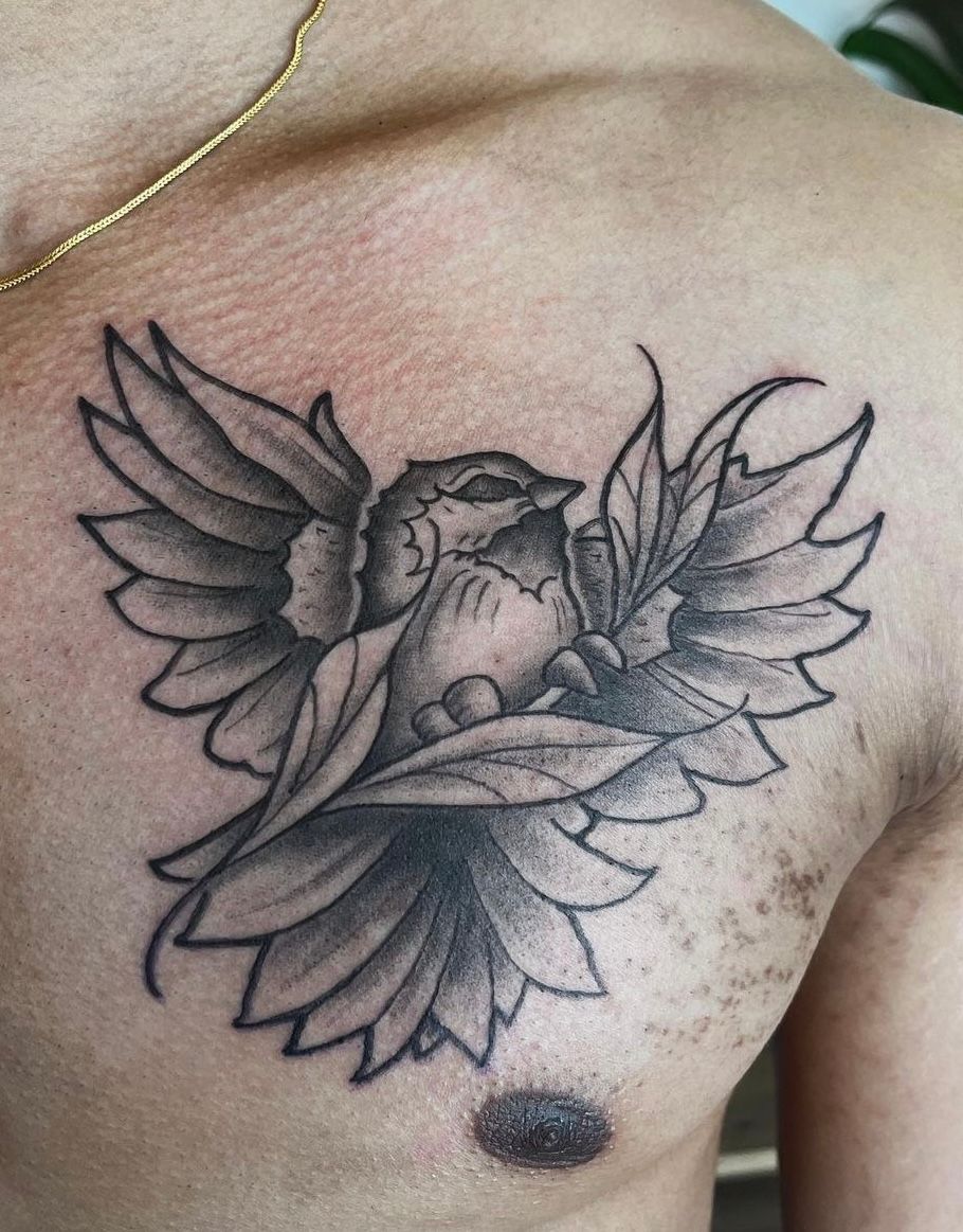 Bird Tattoo by Tony Honning at Silver Ghost Tattoo in Edmonton Alberta Canada