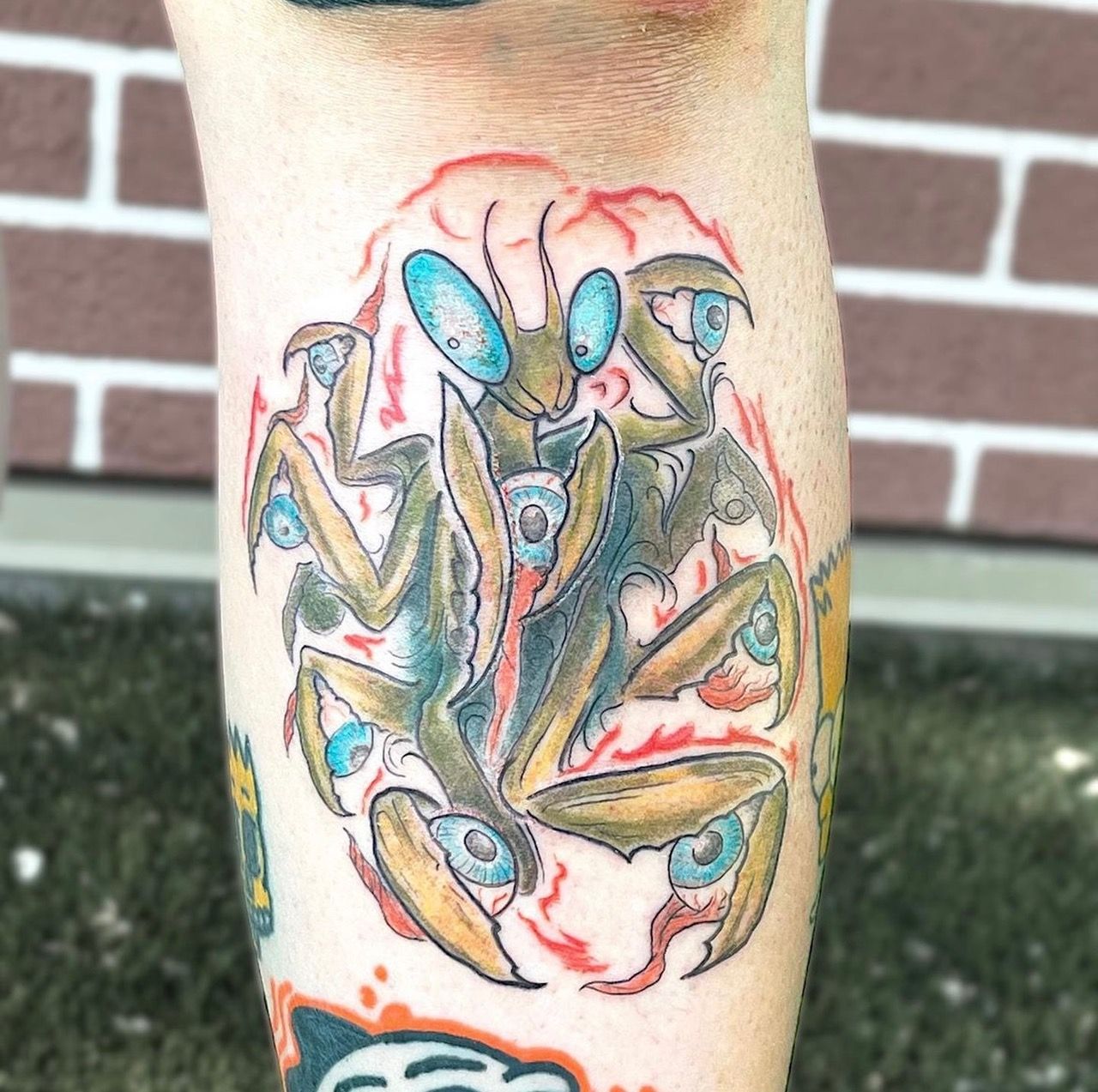 Praying Mantis Tattoo by Tony Honning at Silver Ghost Tattoo in Edmonton Alberta Canada