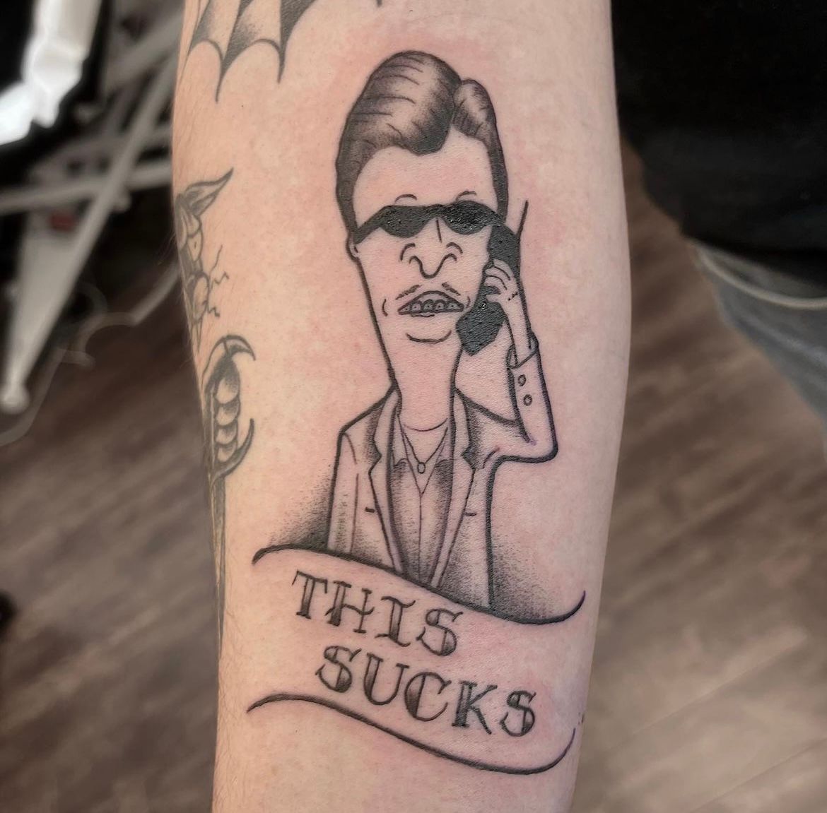 Butthead Tattoo by Tony Honning at Silver Ghost Tattoo in Edmonton Alberta Canada
