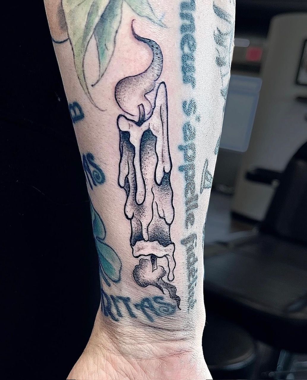 Candle Tattoo by Tony Honning at Silver Ghost Tattoo in Edmonton Alberta Canada