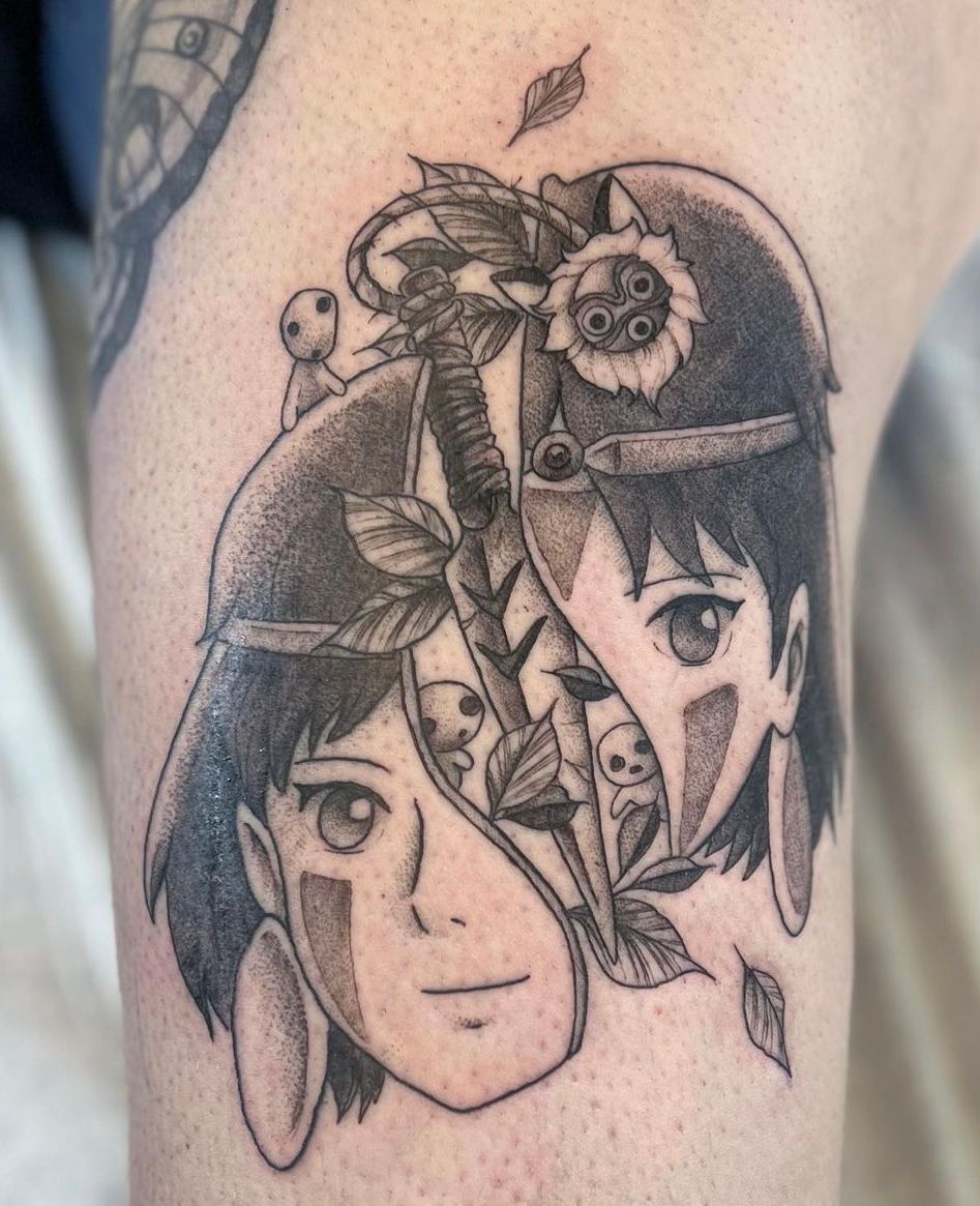 Princess Mononoke Tattoo by Vanessa Spezowka at Crimson Empire Tattoo in Edmonton Alberta Canada