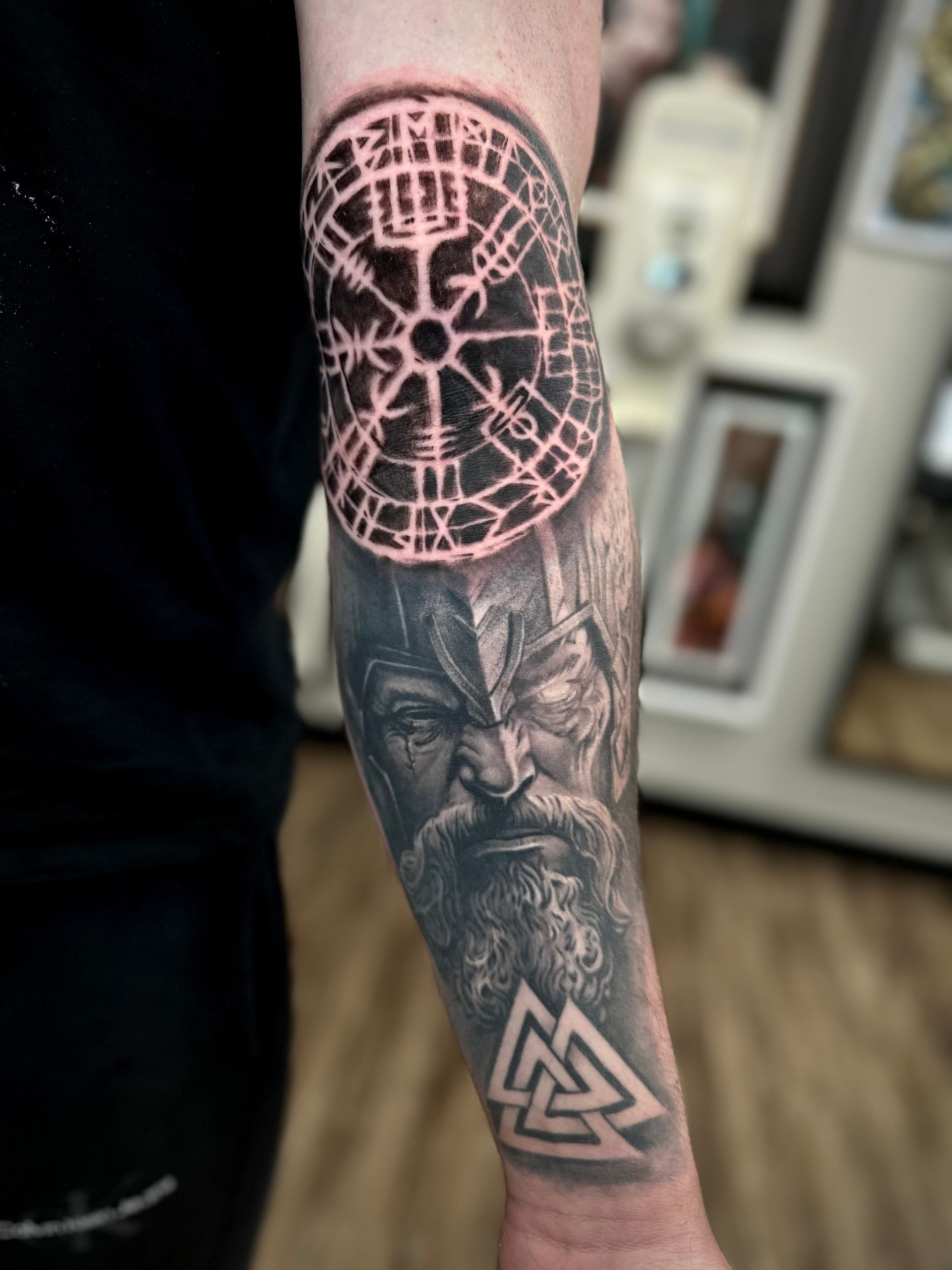 Odin Tattoo by Jackson Sukhov at Black Gold Tattoo Co in Edmonton Alberta Canada