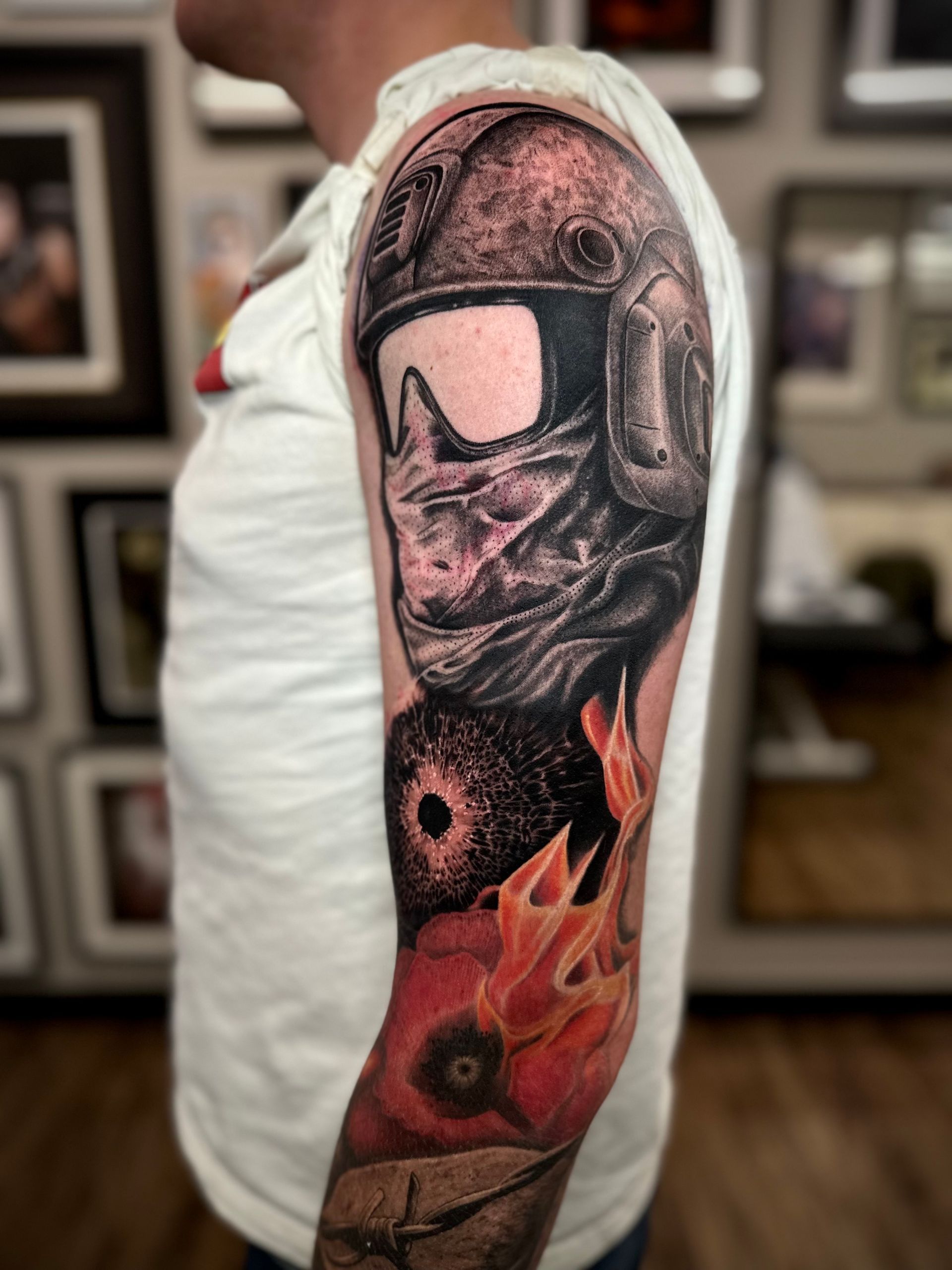 Military Sleeve by Jackson Sukhov at Black Gold Tattoo Co in Edmonton Alberta Canada