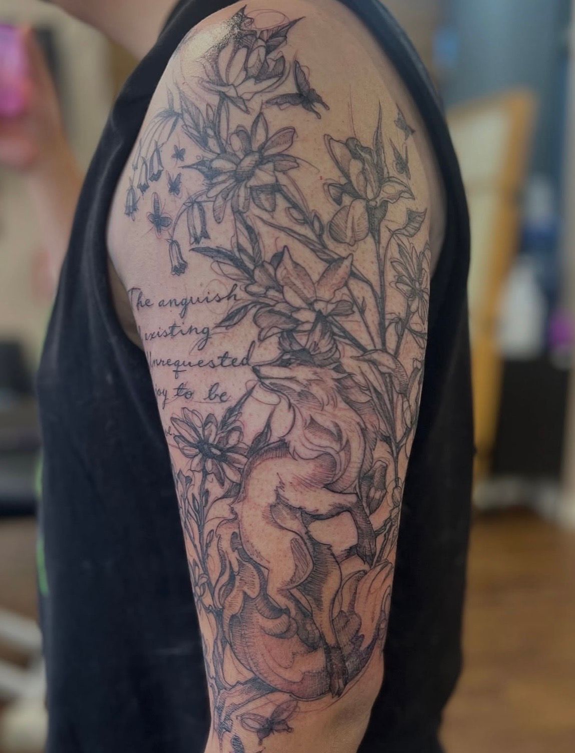 Fox and Floral Tattoo by Adrienne Alexander at Silver Ghost Tattoo in Edmonton Alberta Canada