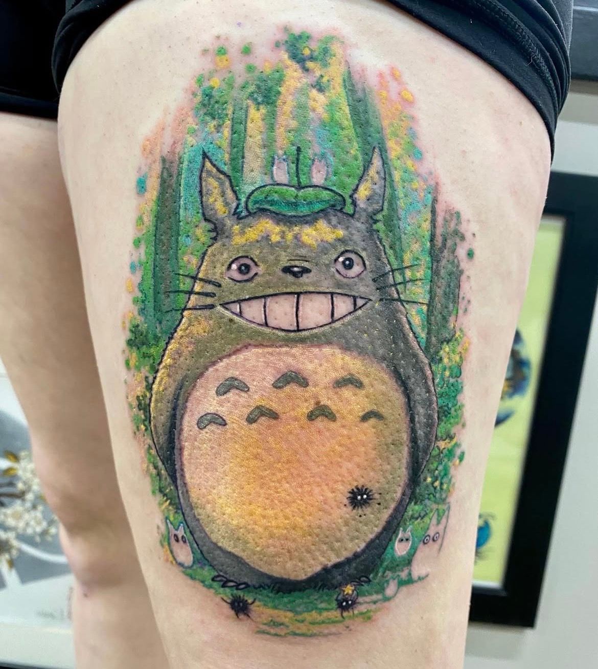 Totoro Tattoo by Chris Labrenz at Black Gold Tattoo Co in Edmonton Alberta Canada