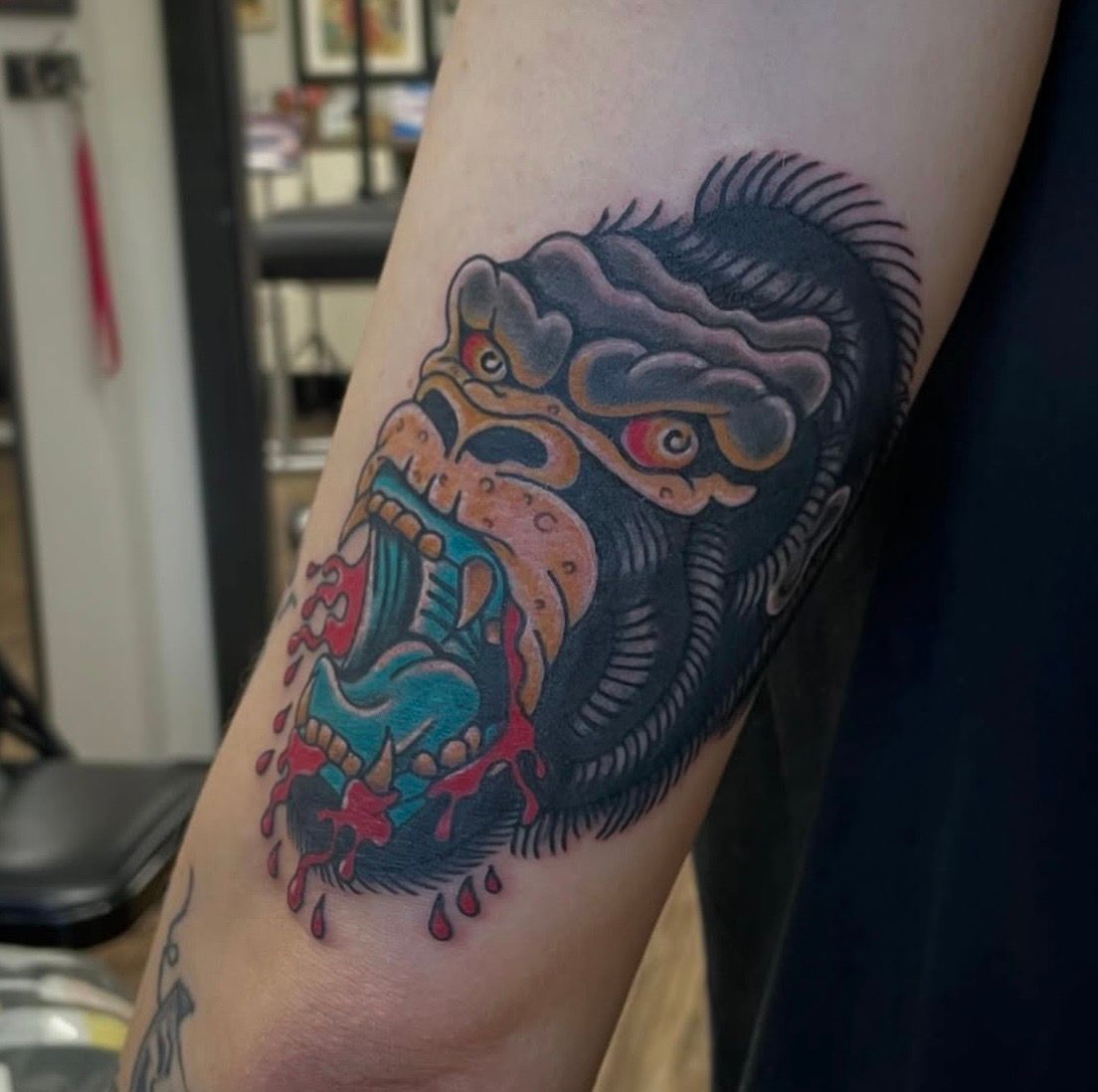 Gorilla Tattoo by Jess Alther at Black Gold Tattoo Co in Edmonton Alberta Canada