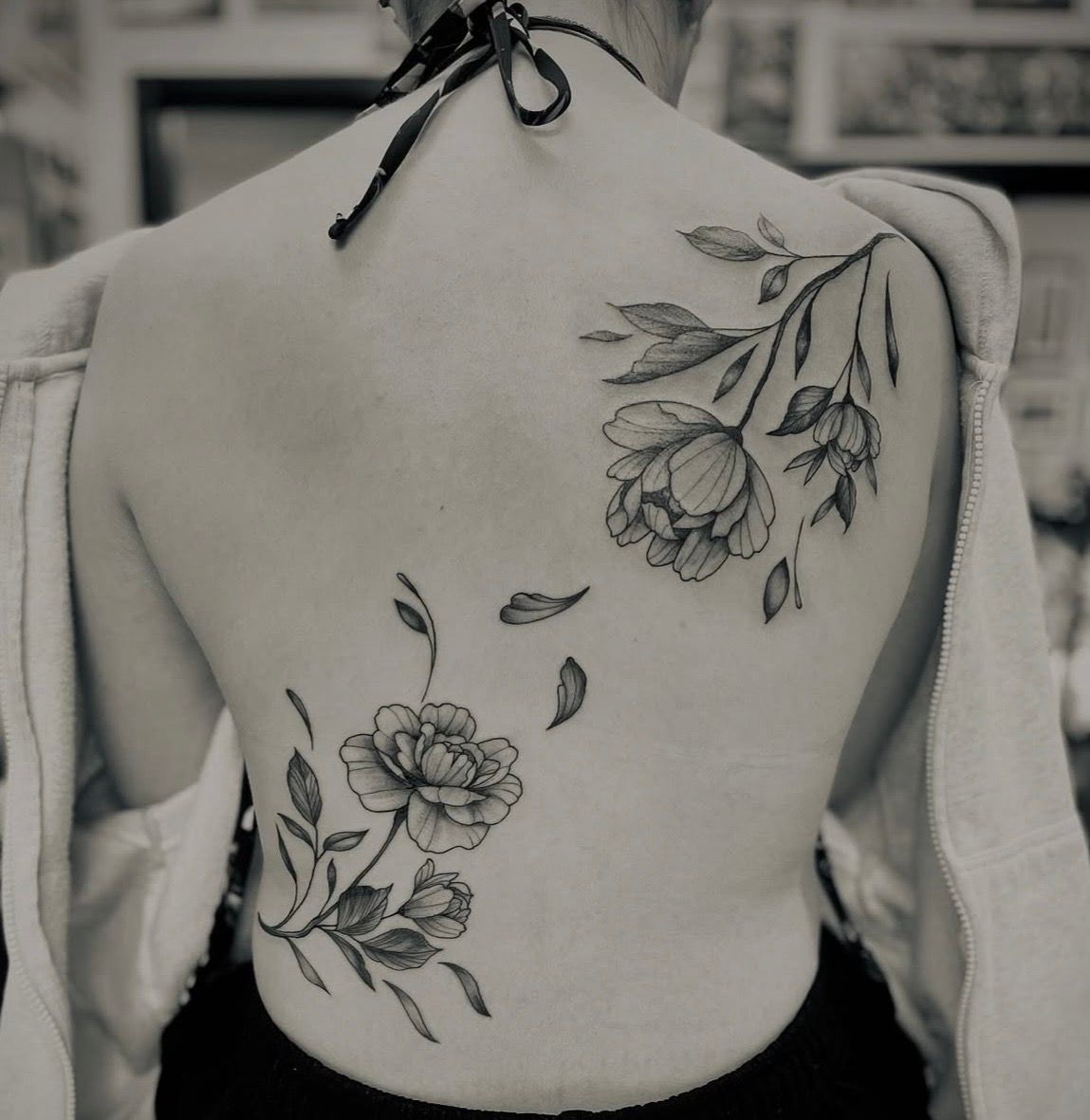 Floral Backpiece by Jess Alther at Black Gold Tattoo Co in Edmonton Alberta Canada