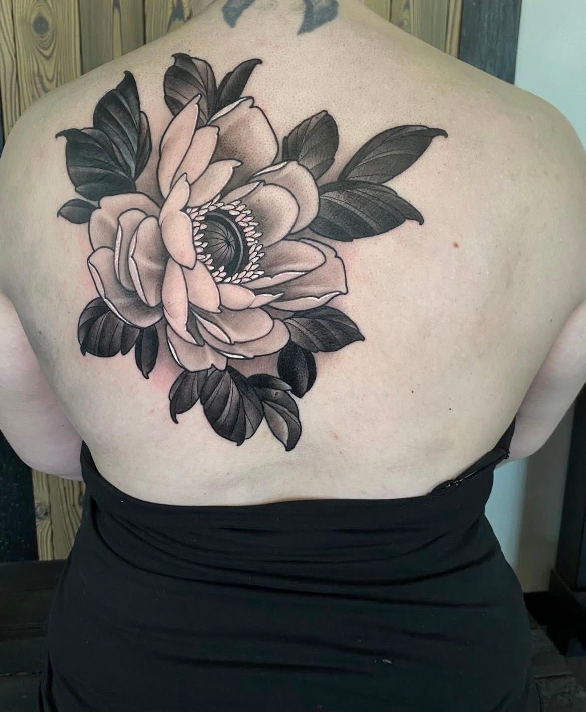 Peony Tattoo by Sasha Day at Crimson Empire Tattoo in Edmonton Alberta Canada