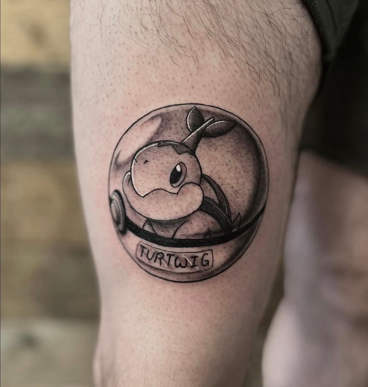 Turtwig Tattoo by Steve Hayes at Black Gold Tattoo Co in Edmonton Alberta Canada