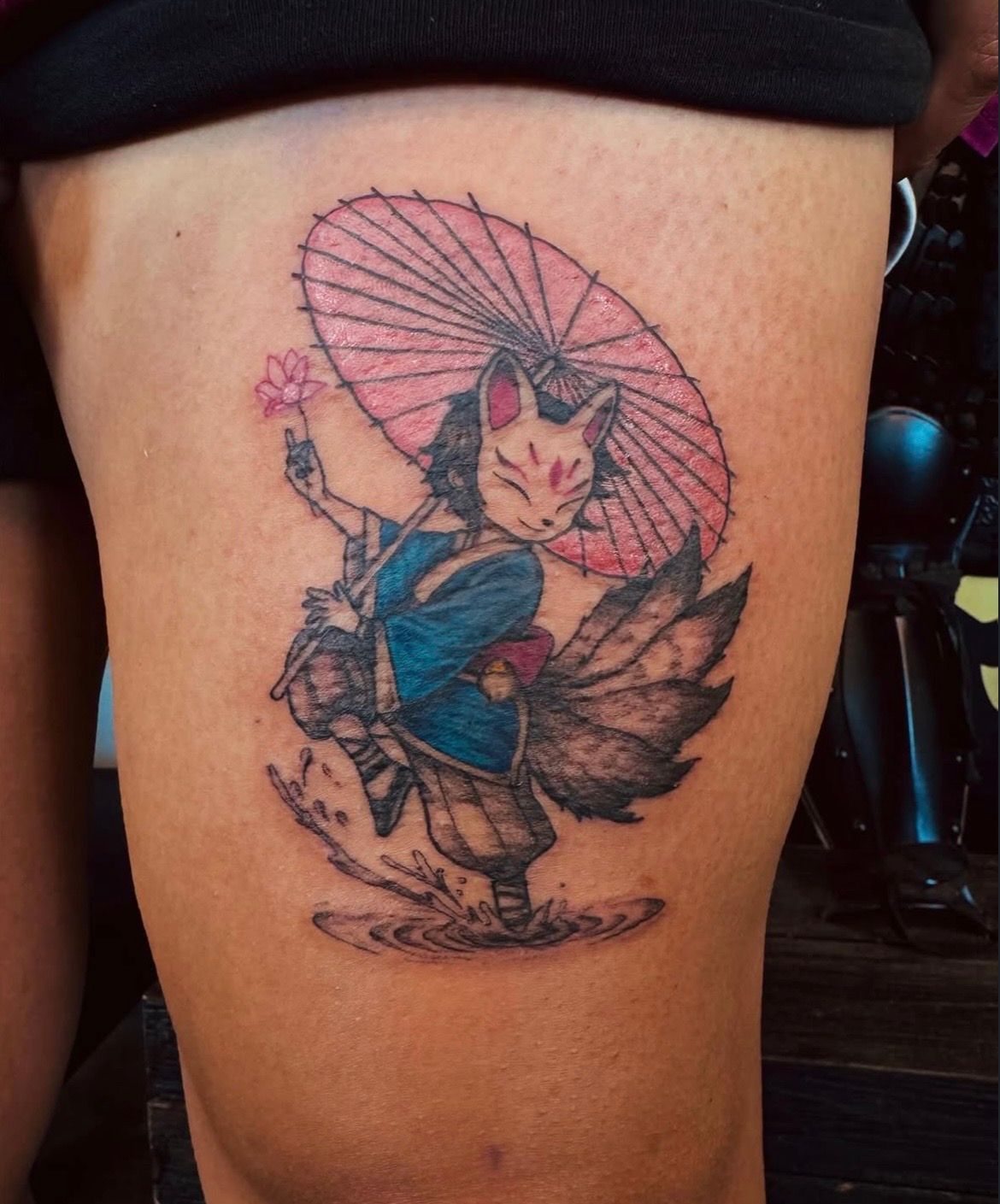 Fox Masked Boy Tattoo by Vinny Nguyen at Crimson Empire Tattoo in Edmonton Alberta Canada