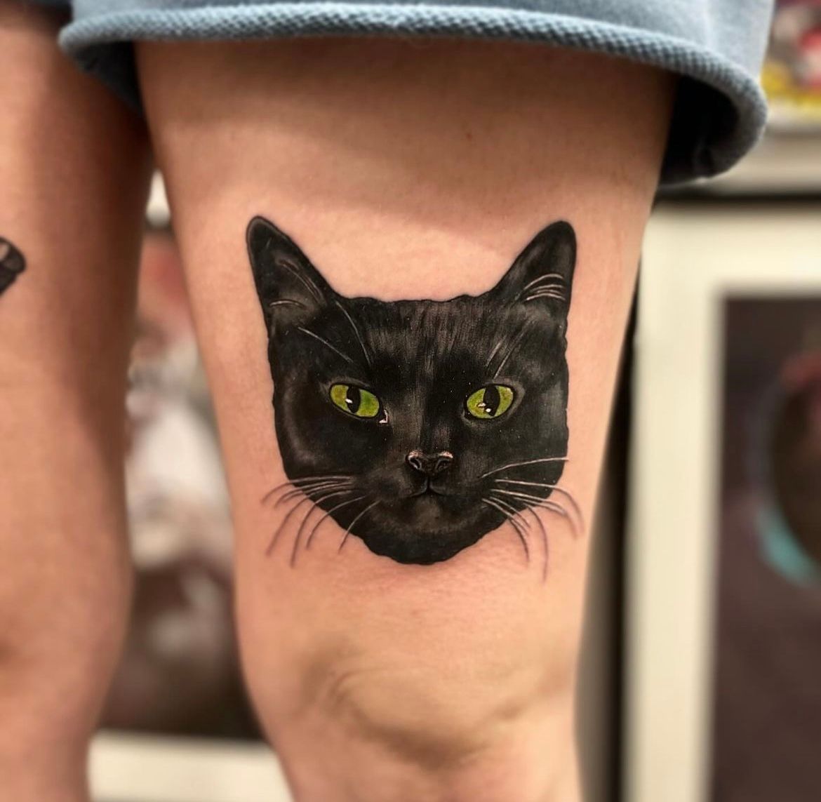 Cat Portrait Tattoo by Jess Alther at Black Gold Tattoo Co in Edmonton Alberta Canada