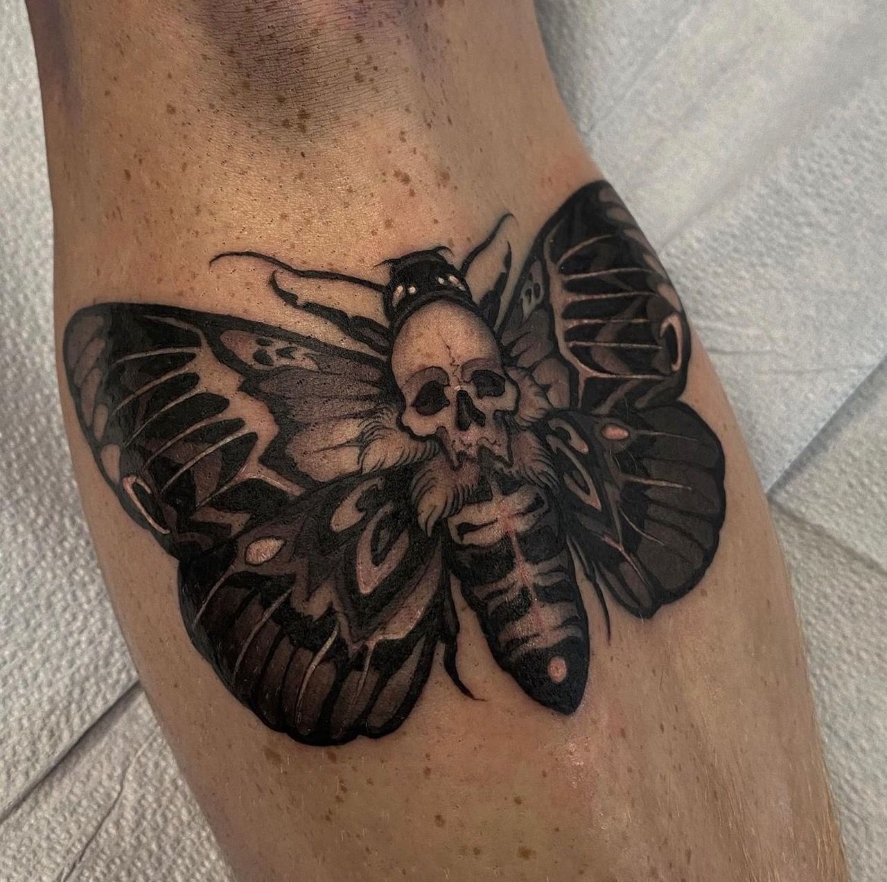 Death Moth Tattoo by Sasha Day at Crimson Empire Tattoo in Edmonton Alberta Canada