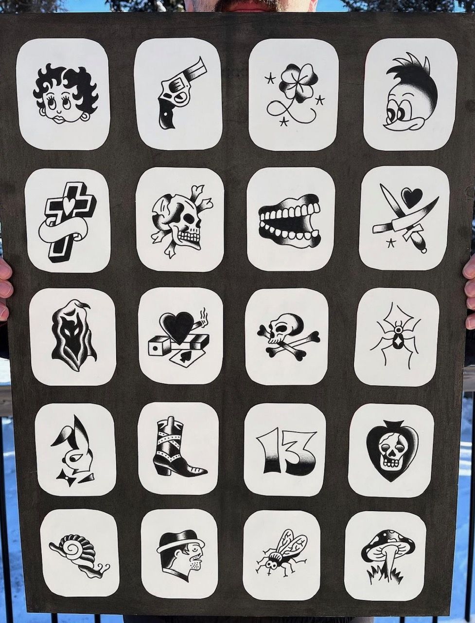 Traditional Flash Designs by JD Pezderic at Silver Ghost Tattoo in Edmonton Alberta Canada