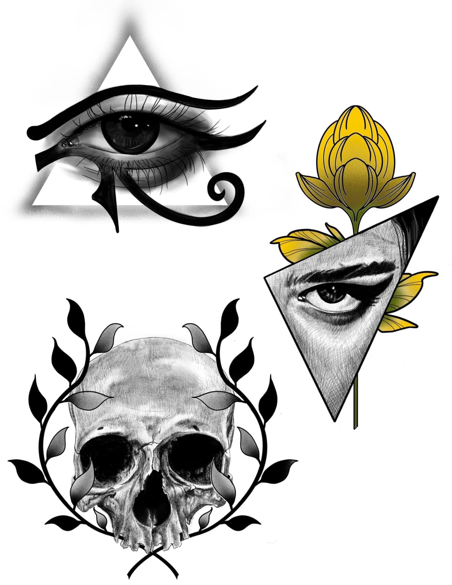 Assorted Flash Designs by Keon Courtney at Crimson Empire Tattoo in Edmonton Alberta Canada