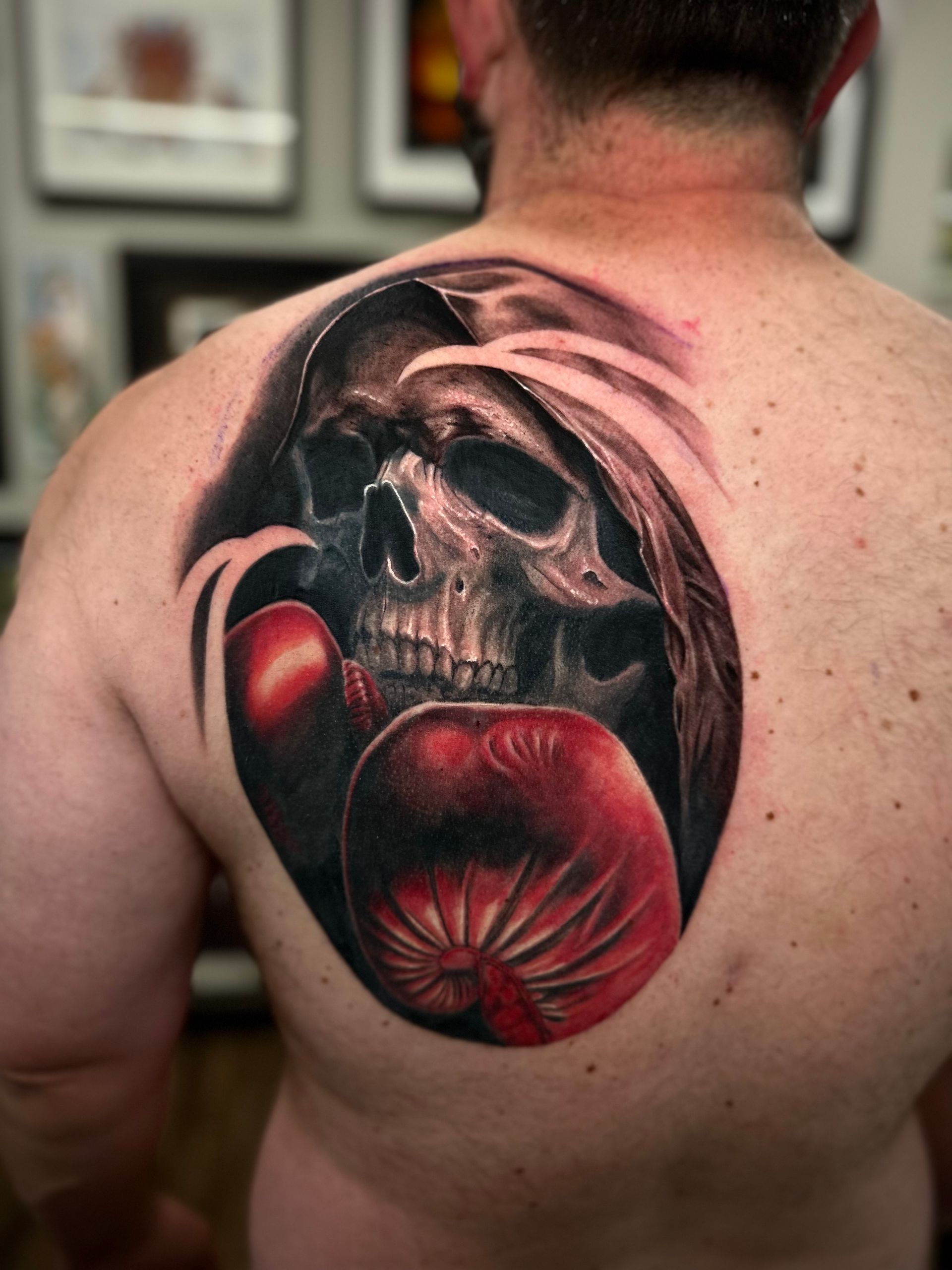Boxer Tattoo by Jackson Sukhov at Black Gold Tattoo Co in Edmonton Alberta Canada