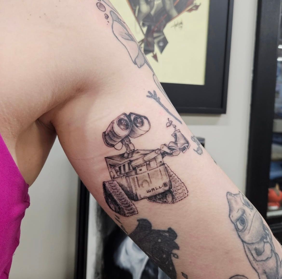 Wall-E Tattoo by Ian Wang at Black Gold Tattoo Co in Edmonton Alberta Canada