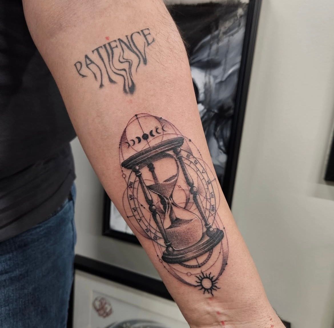 Hourglass Tattoo by Ian Wang at Black Gold Tattoo Co in Edmonton Alberta Canada