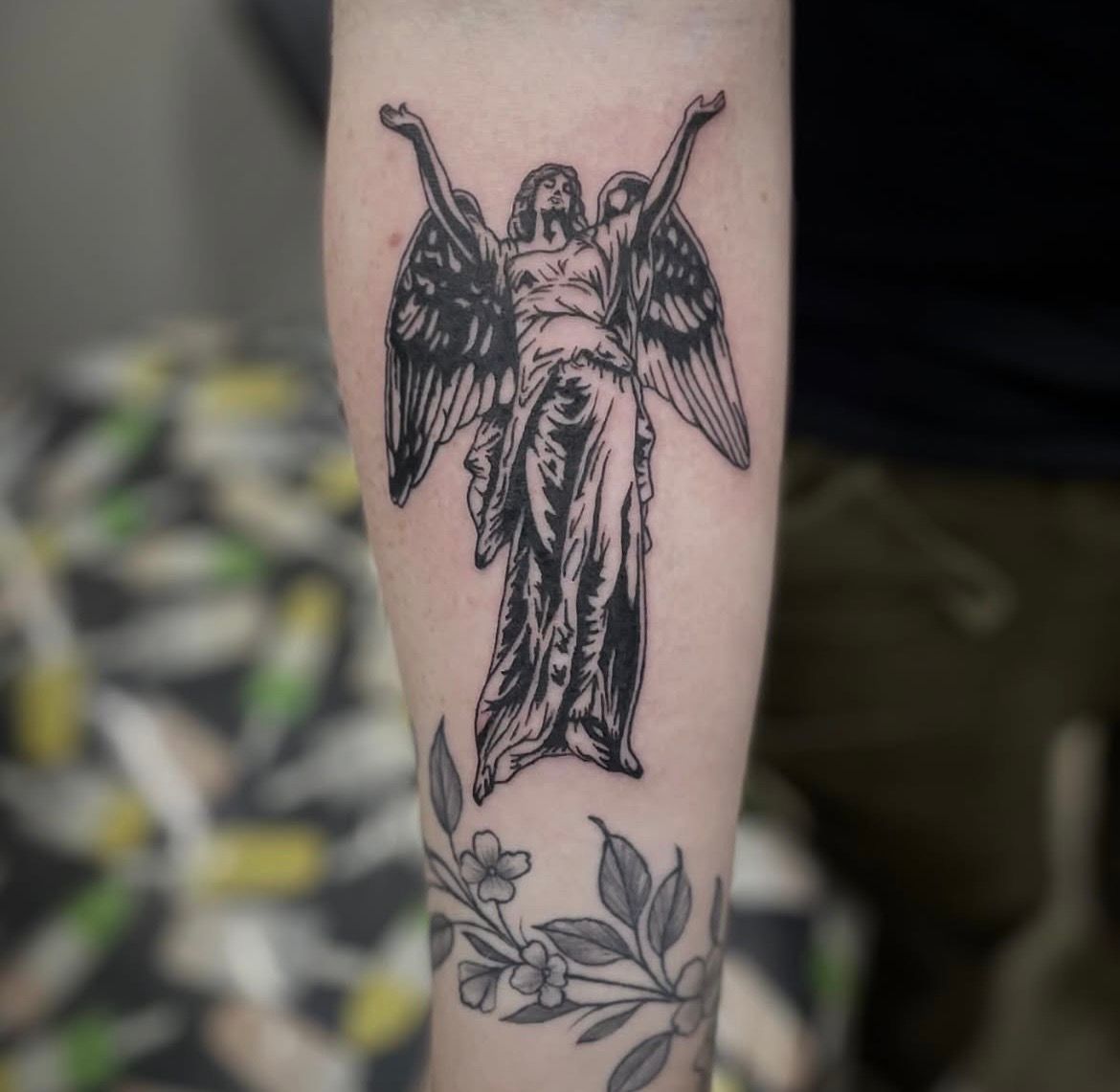 Angel Tattoo by Jess Alther at Black Gold Tattoo Co in Edmonton Alberta Canada