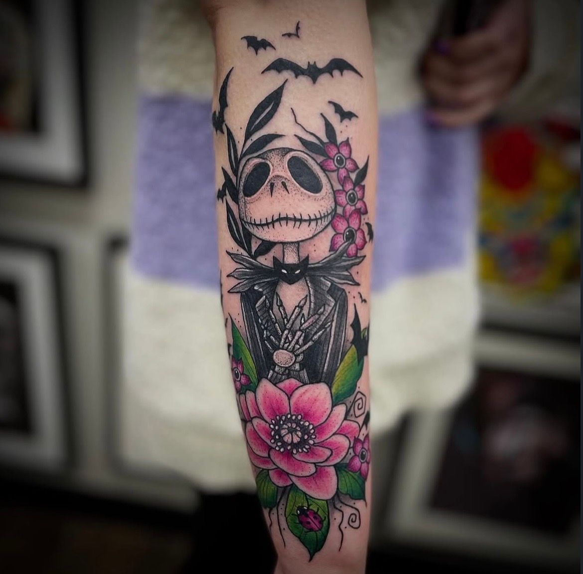 Jack Skellington Tattoo by Jess Alther at Black Gold Tattoo Co in Edmonton Alberta Canada
