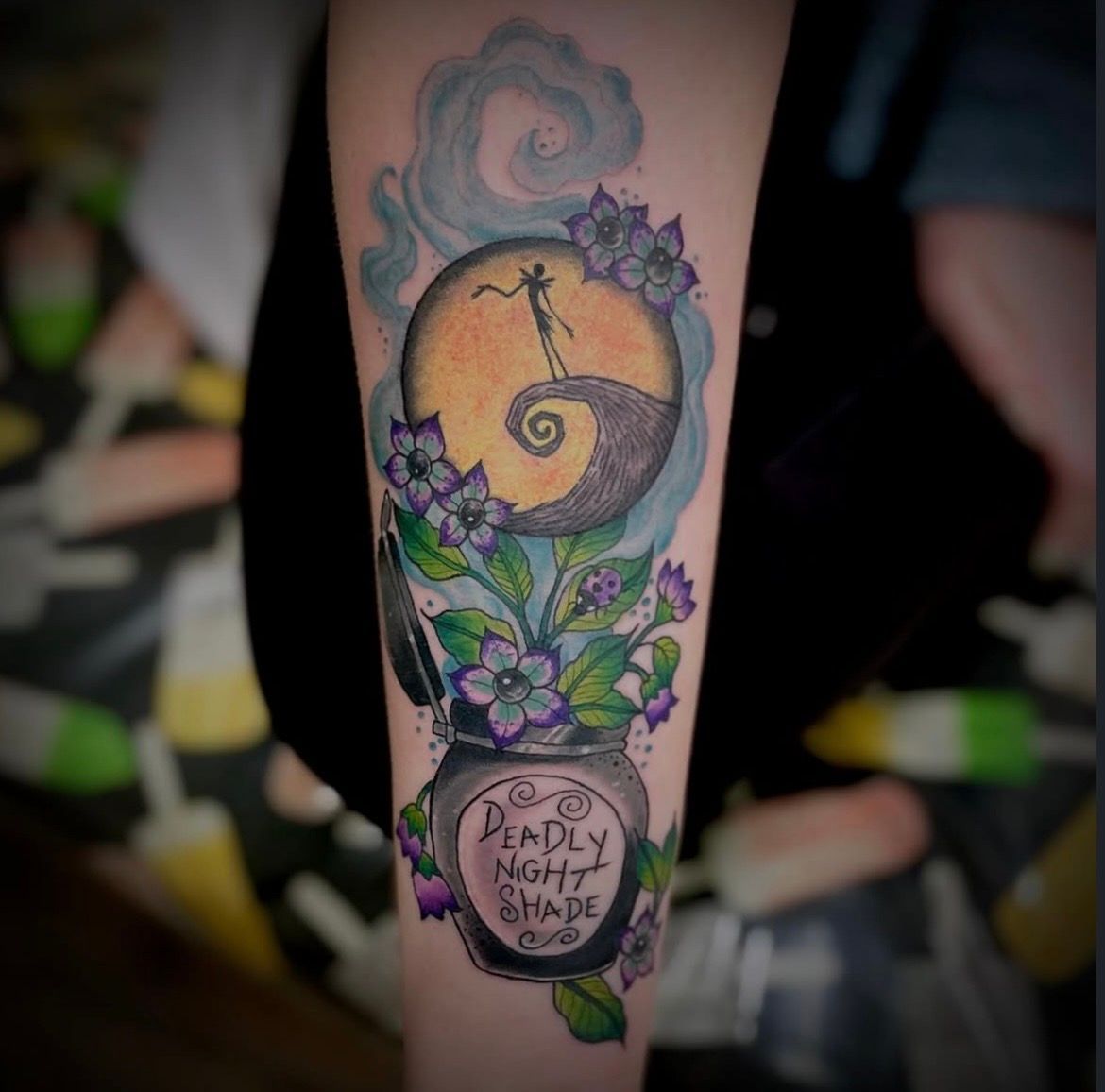 Nightmare Before Christmas Tattoo by Jess Alther at Black Gold Tattoo Co in Edmonton Alberta Canada