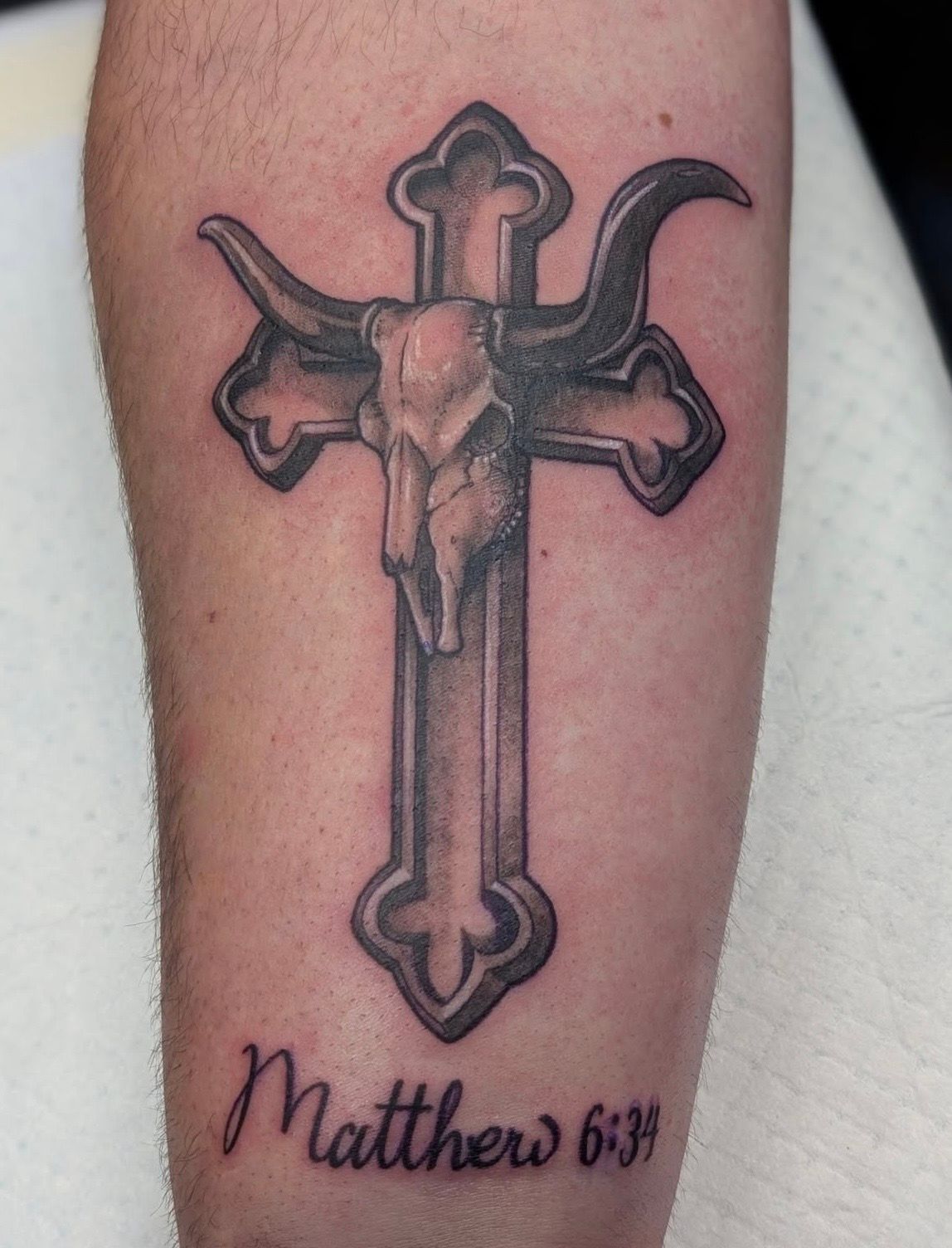 Cross Tattoo by Kevin Sherritt at Black Gold Tattoo Co in Edmonton Alberta Canada